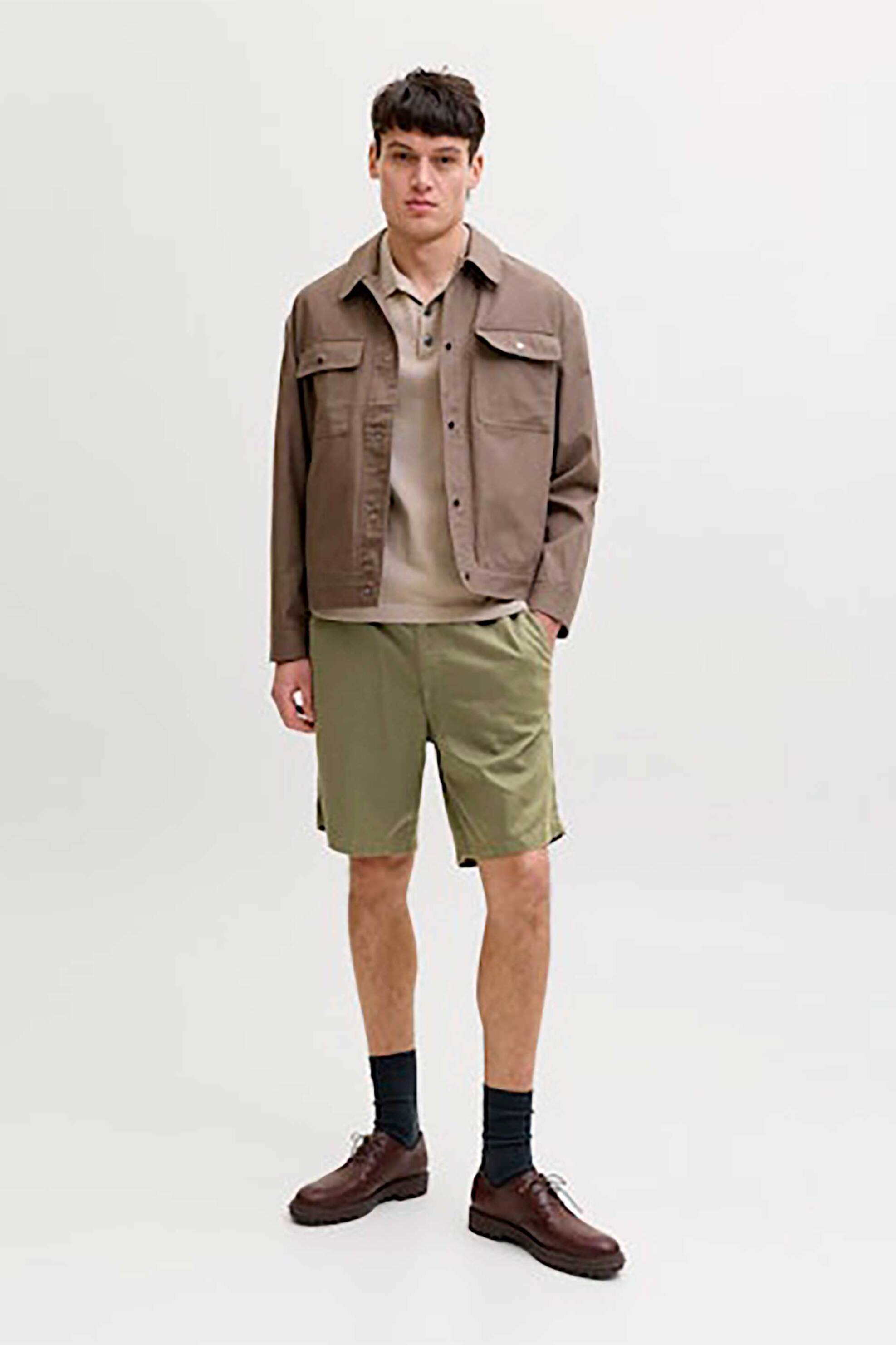JACK & JONES ανδρική βερμούδα με ελαστική μέση Relaxed Fit - 12292332 Χακί