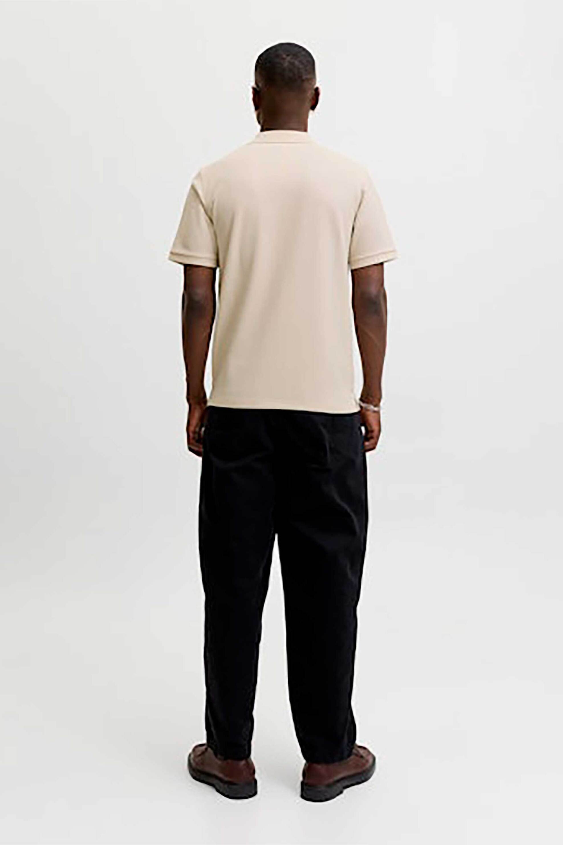 Jack Jones Ανδρική Μπλούζα Πόλο με Waffle Pattern Και Κεντημένο Monogram Regular Fit - 12268130 Μπεζ