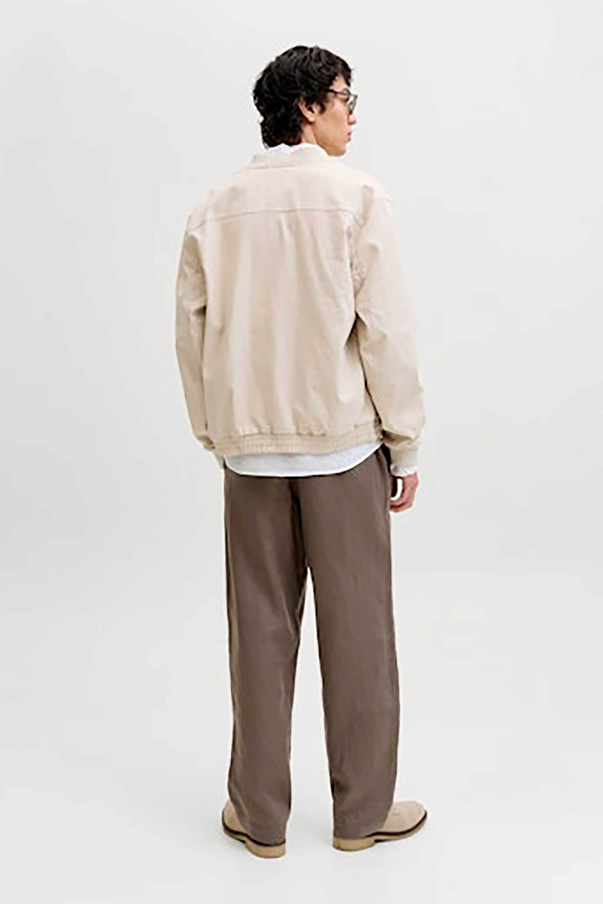Jack Jones Ανδρικό Λινό Παντελόνι Chino Loose Fit - 12253120 Καφέ