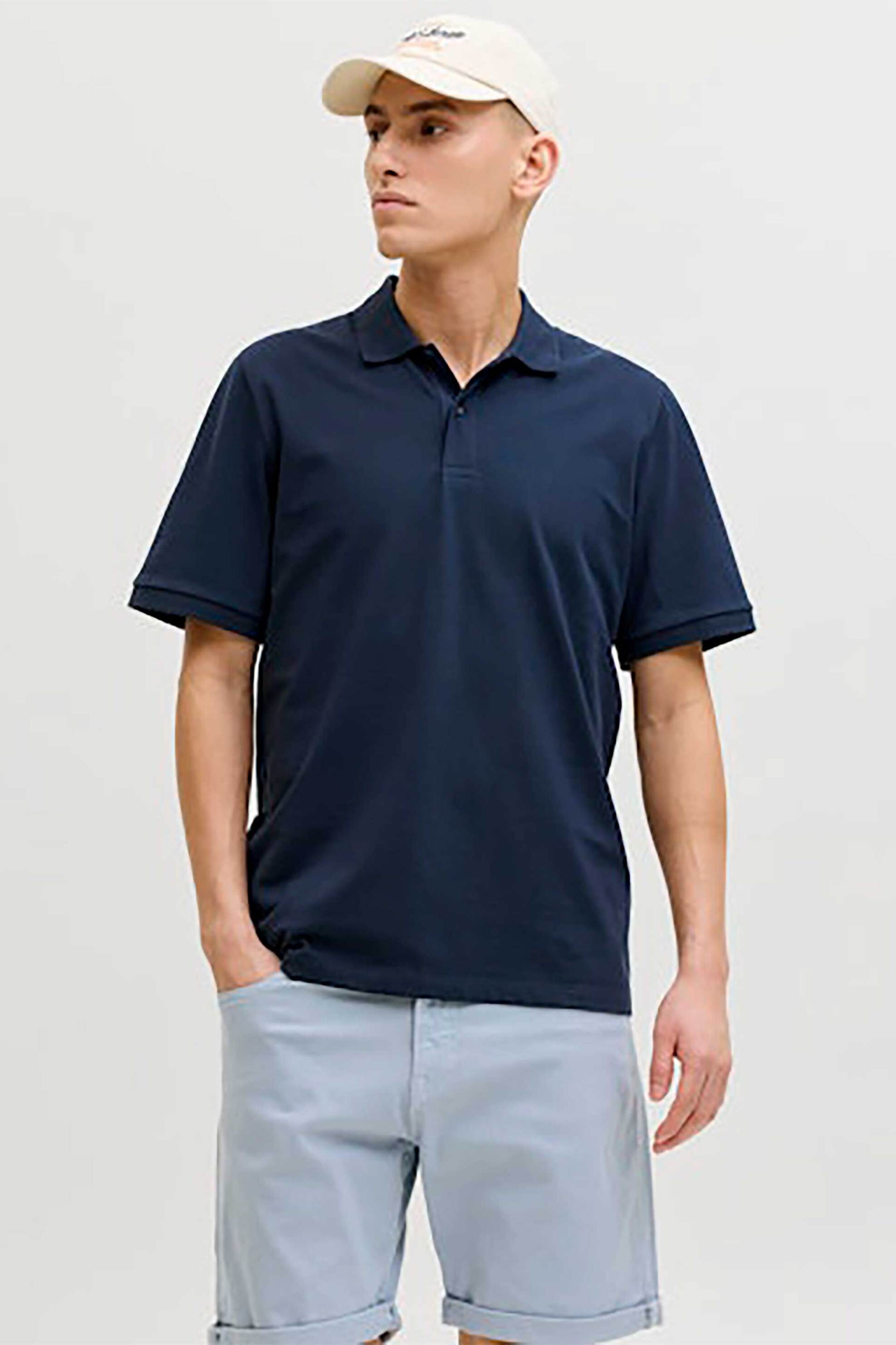 JACK & JONES ανδρική μπλούζα πόλο πικέ Regular Fit - 12270150 Μπλε Σκούρο