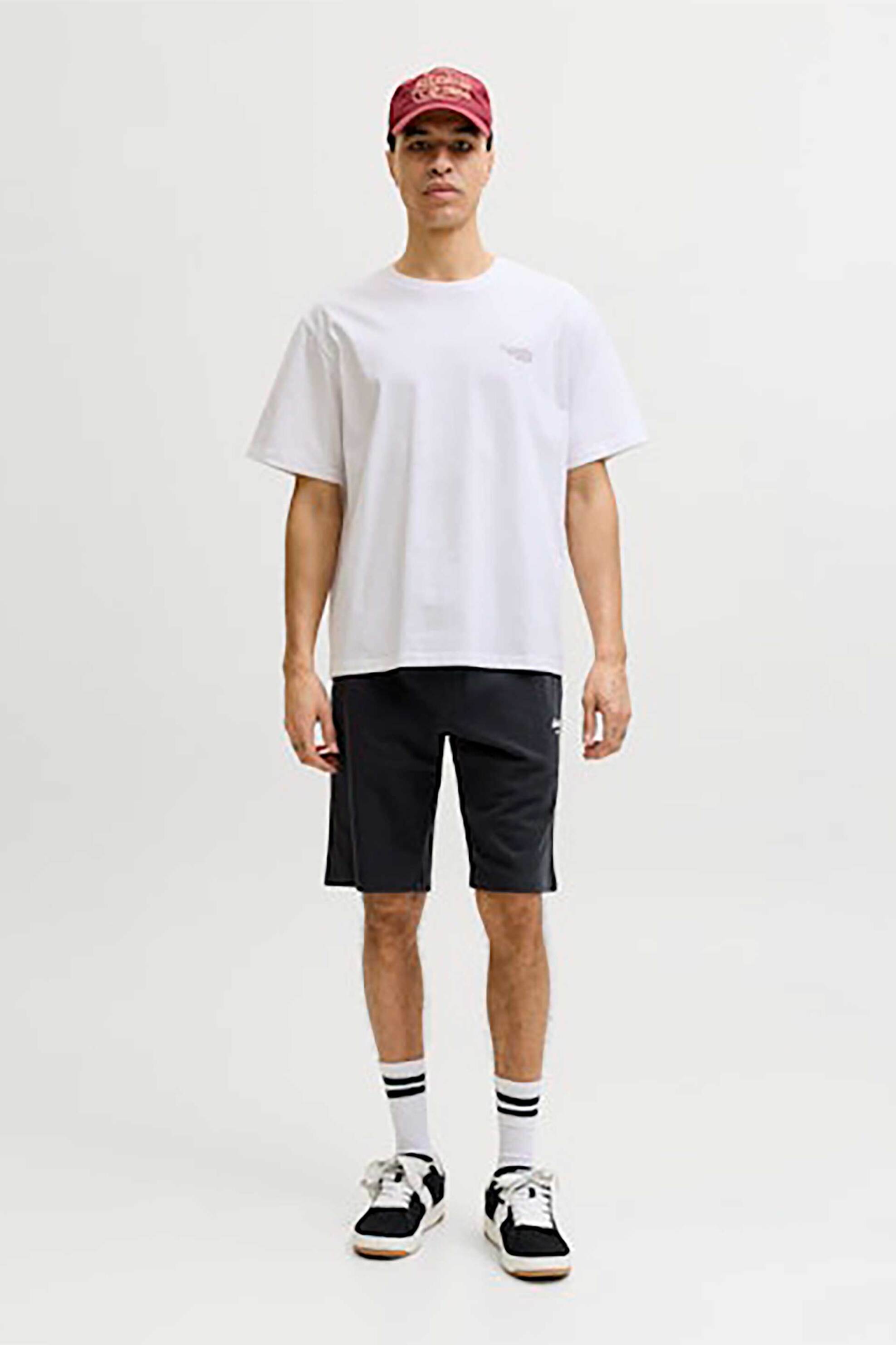JACK & JONES ανδρική βερμούδα με ελαστική μέση και λογότυπο Regular Fit - 12288638-** Μαύρο