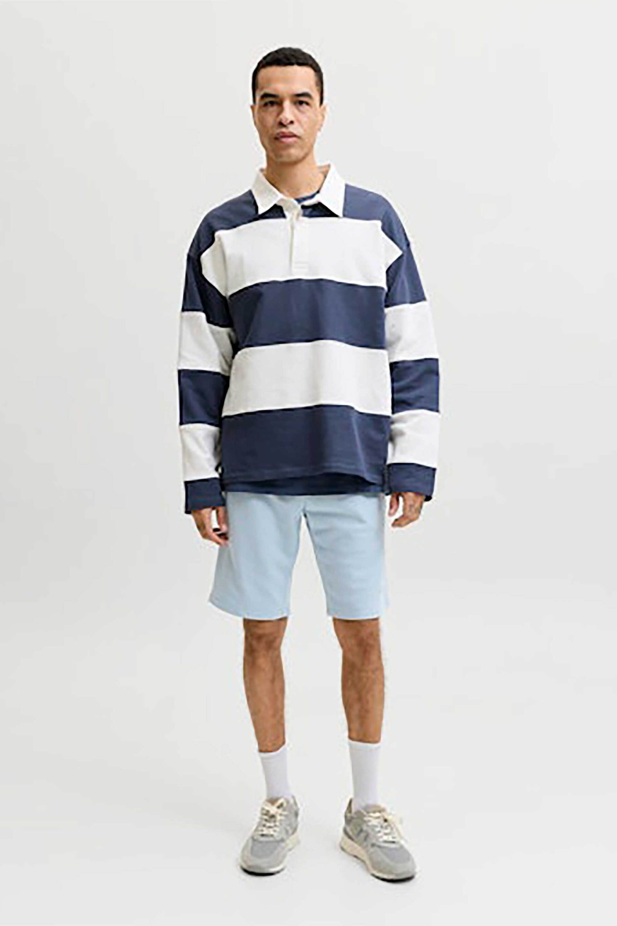 JACK & JONES ανδρική βερμούδα με ελαστική μέση και λογότυπο Regular Fit - 12292136 Σιελ