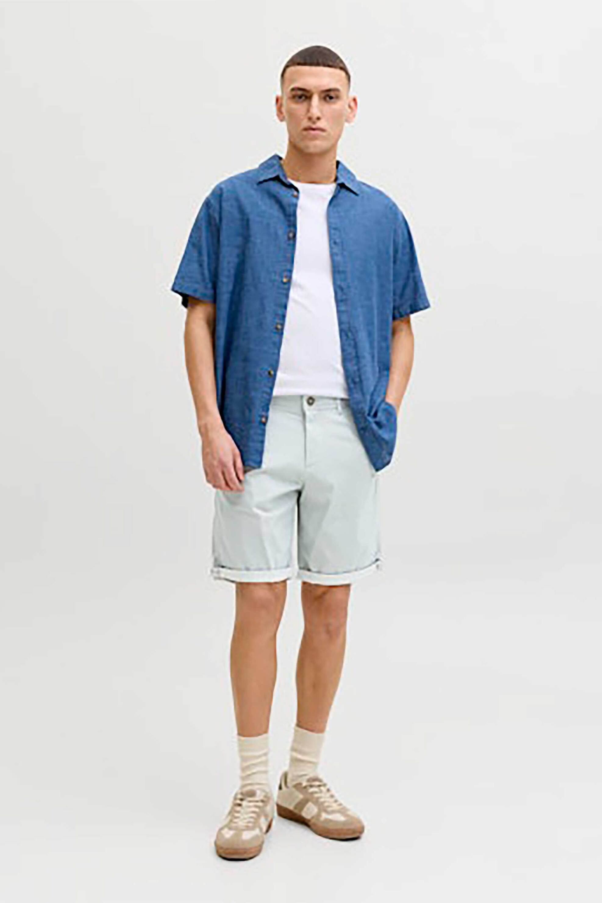 JACK & JONES ανδρική βερμούδα chino Regular Fit - 12230336 Γκρι Ανοιχτό