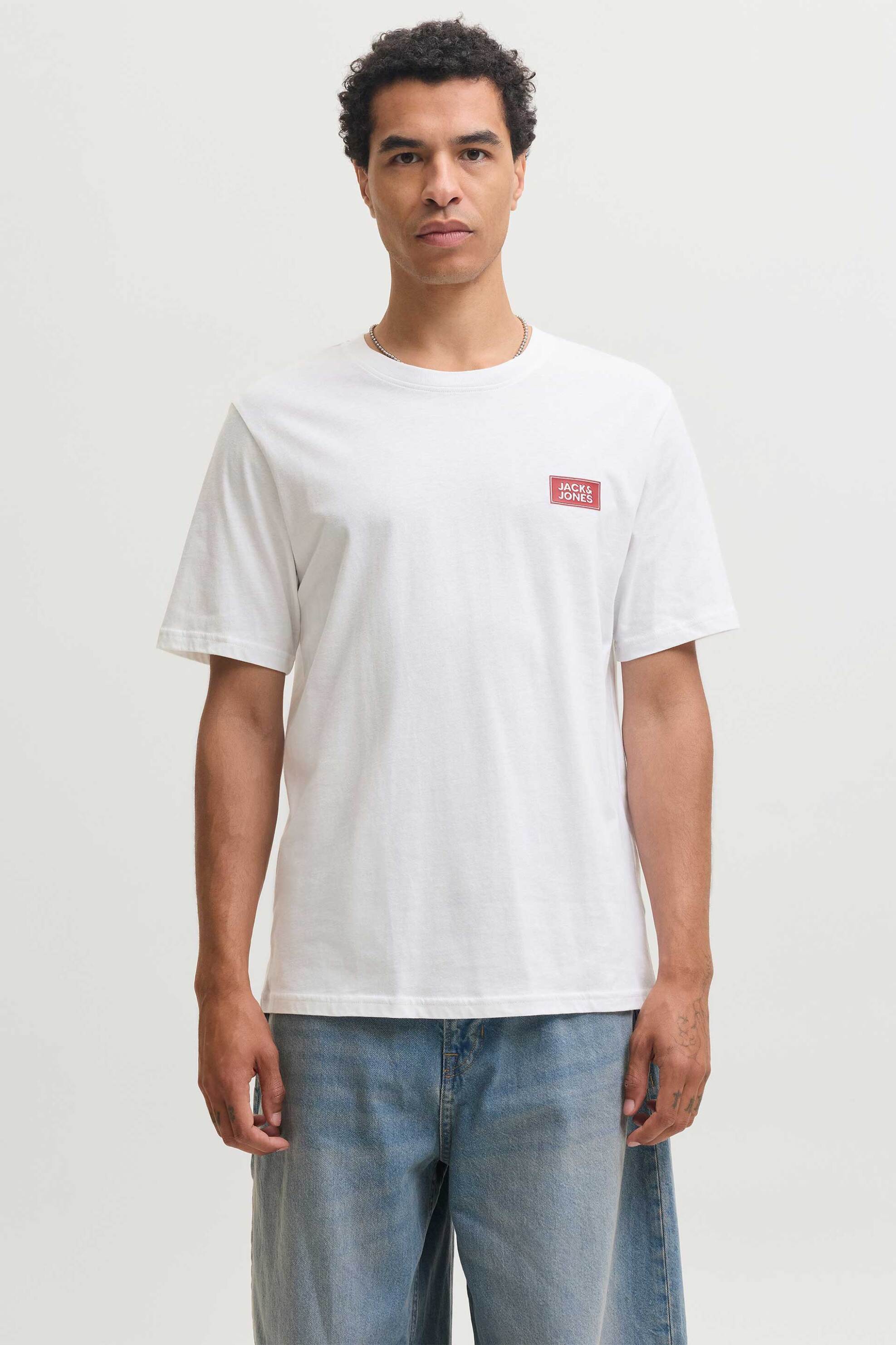 JACK & JONES ανδρικό Τ-shirt με λογότυπο Regular Fit - 12298424 Λευκό