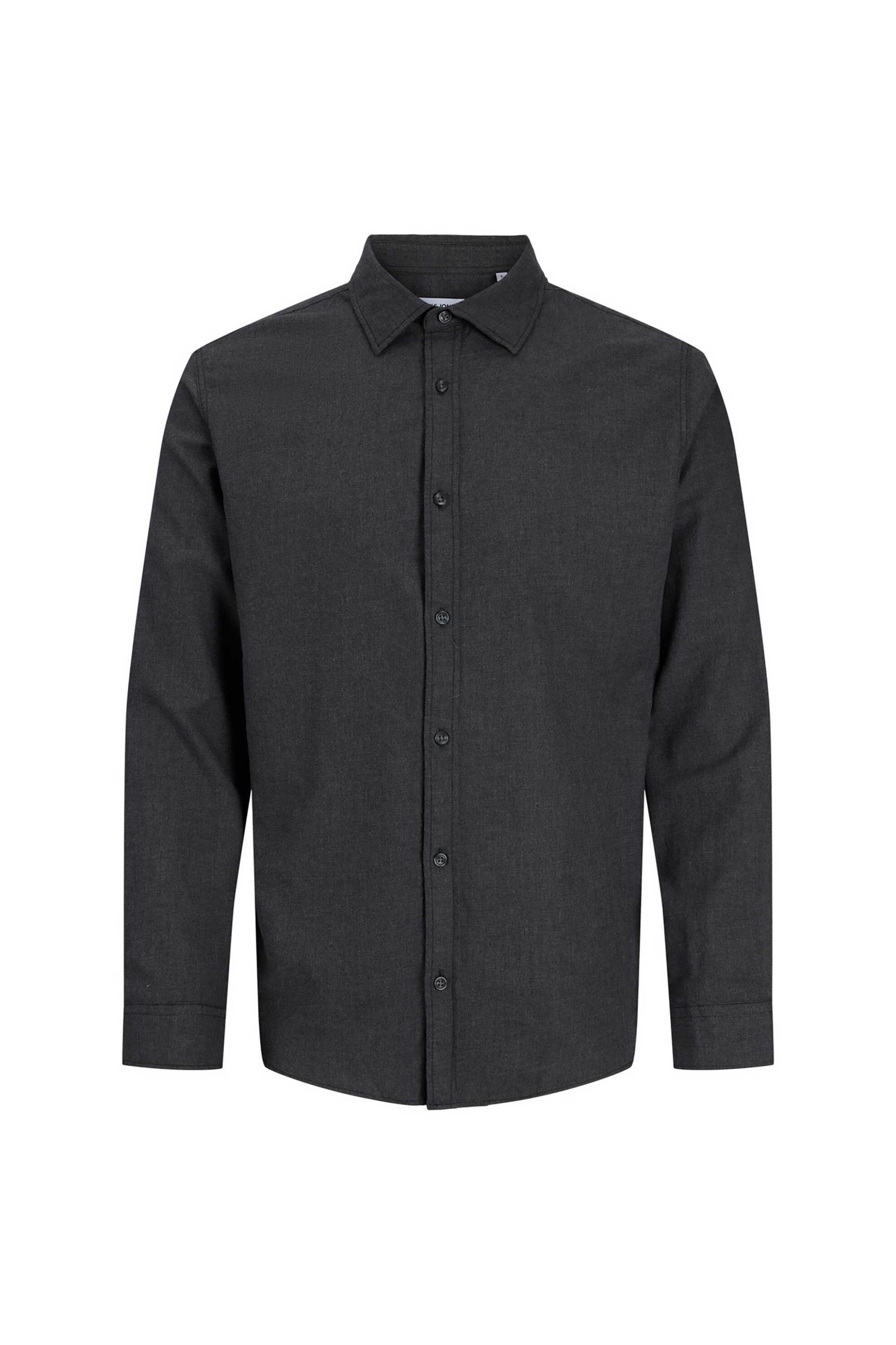 Jack Jones Ανδρικό Πουκάμισο Μονόχρωμο Regular Fit - 12298562 Μαύρο