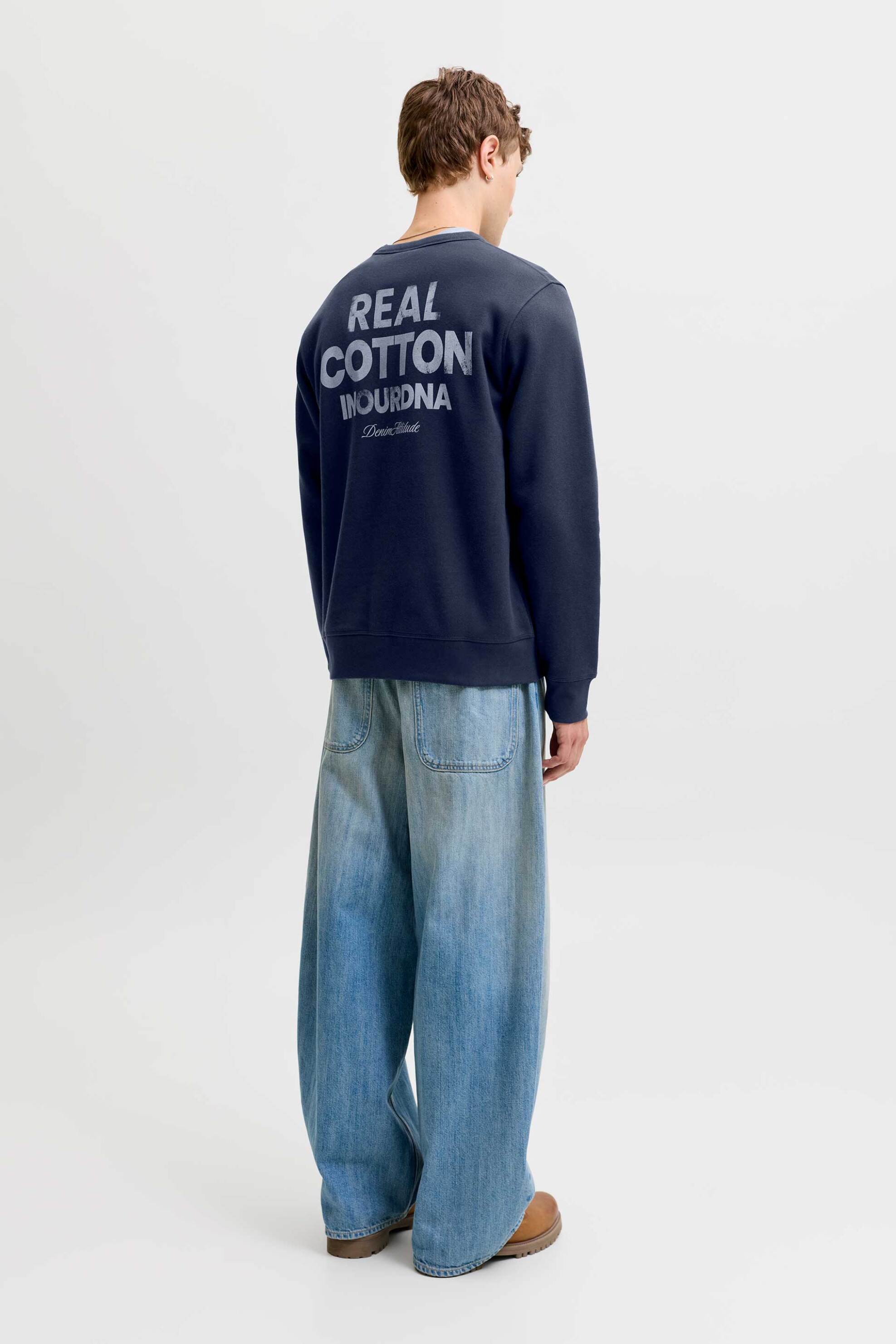 Jack Jones Ανδρική Μπλούζα Φούτερ με Λογότυπο Relaxed Fit - 12299443 Μπλε Σκούρο