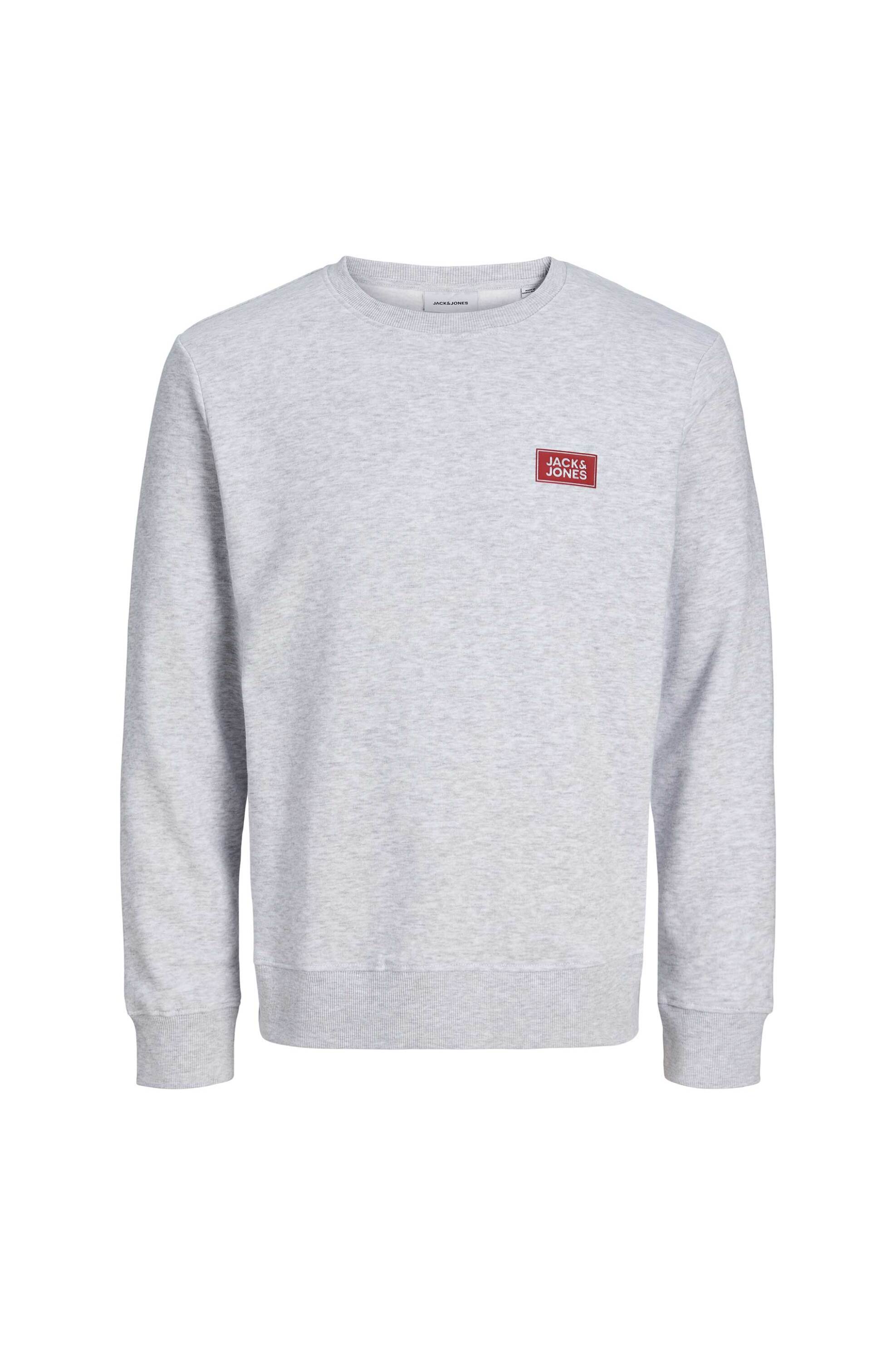 Jack Jones Ανδρική Μπλούζα Φούτερ με Λογότυπο Regular Fit - 12298426 Γκρι