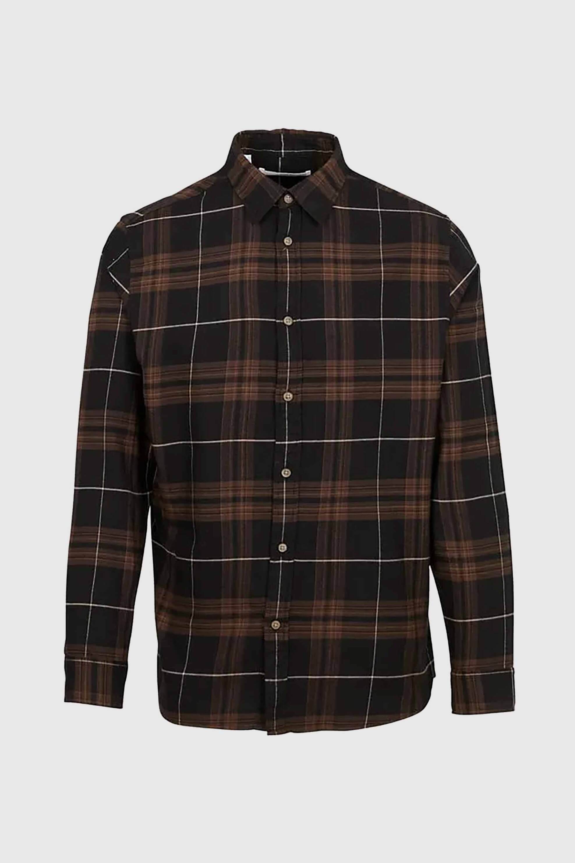 Selected ανδρικό πουκάμισο flannel Slim Fit - 16091358 Καφέ