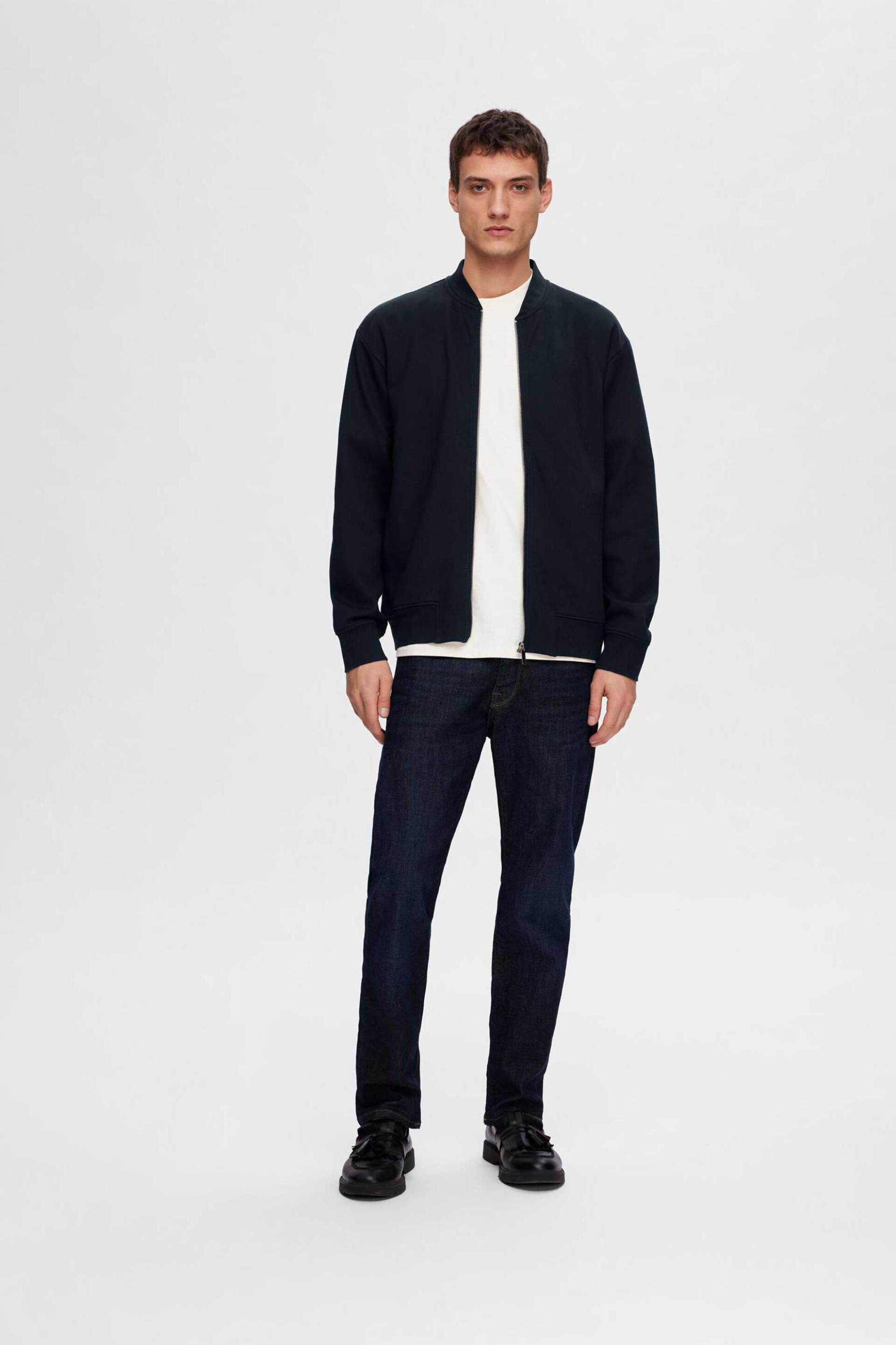 Selected ανδρική πλεκτή ζακέτα μονόχρωμη Relaxed Fit - 16092589 Μπλε Σκούρο φωτογραφία