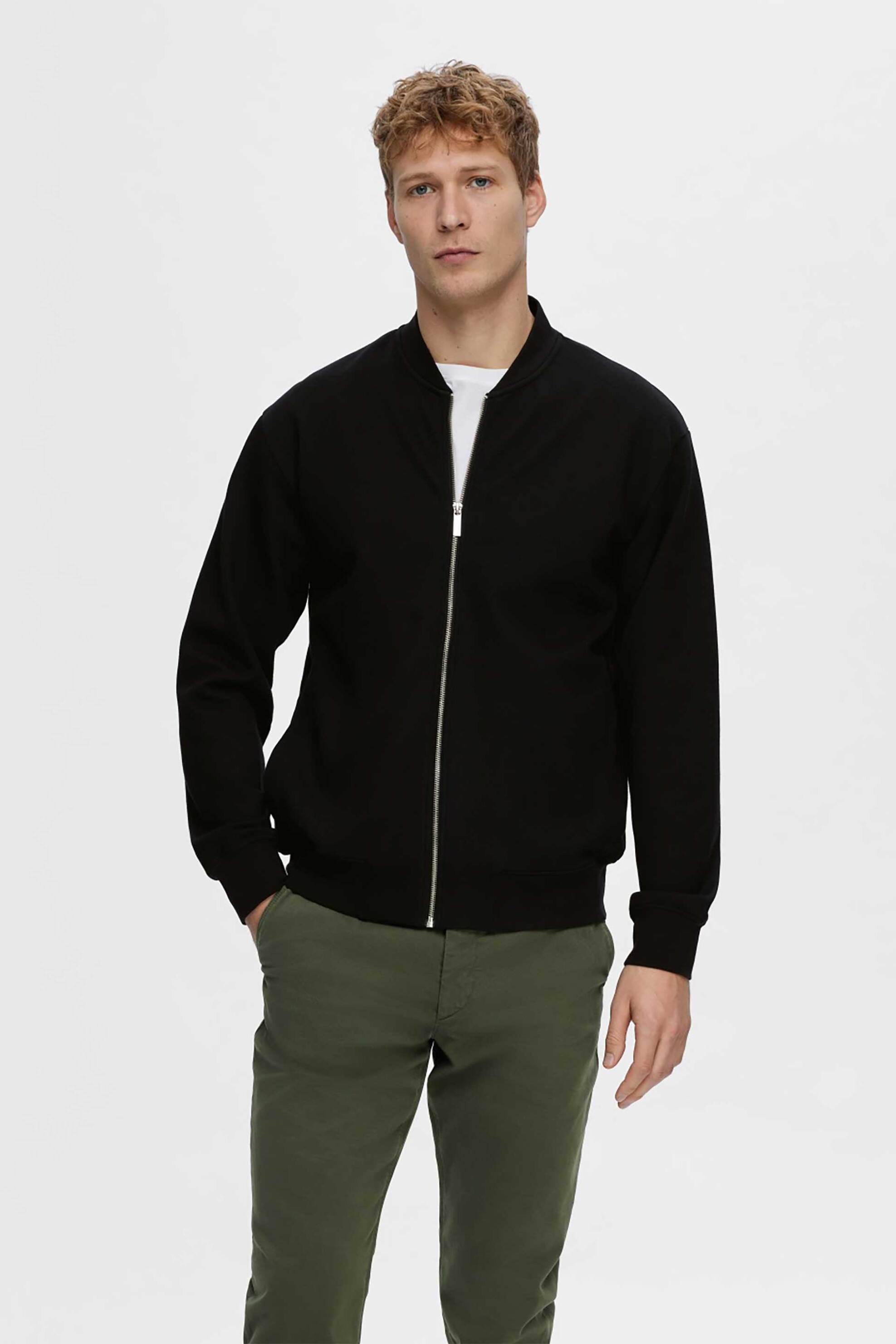 Selected ανδρική ζακέτα μονόχρωμη Relaxed Fit - 16092589 Μαύρο