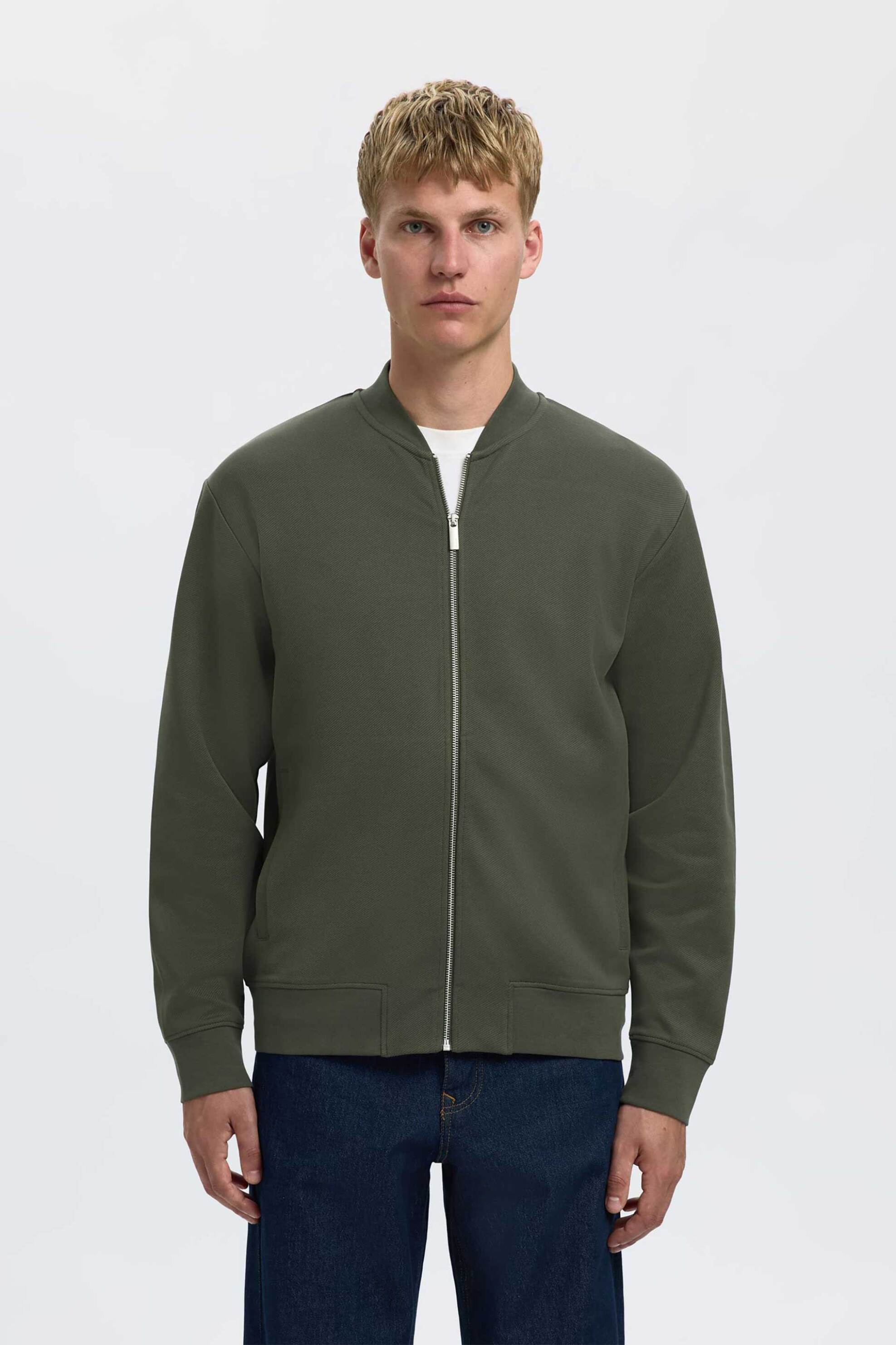 Selected ανδρική ζακέτα μονόχρωμη Relaxed Fit - 16092589 Χακί