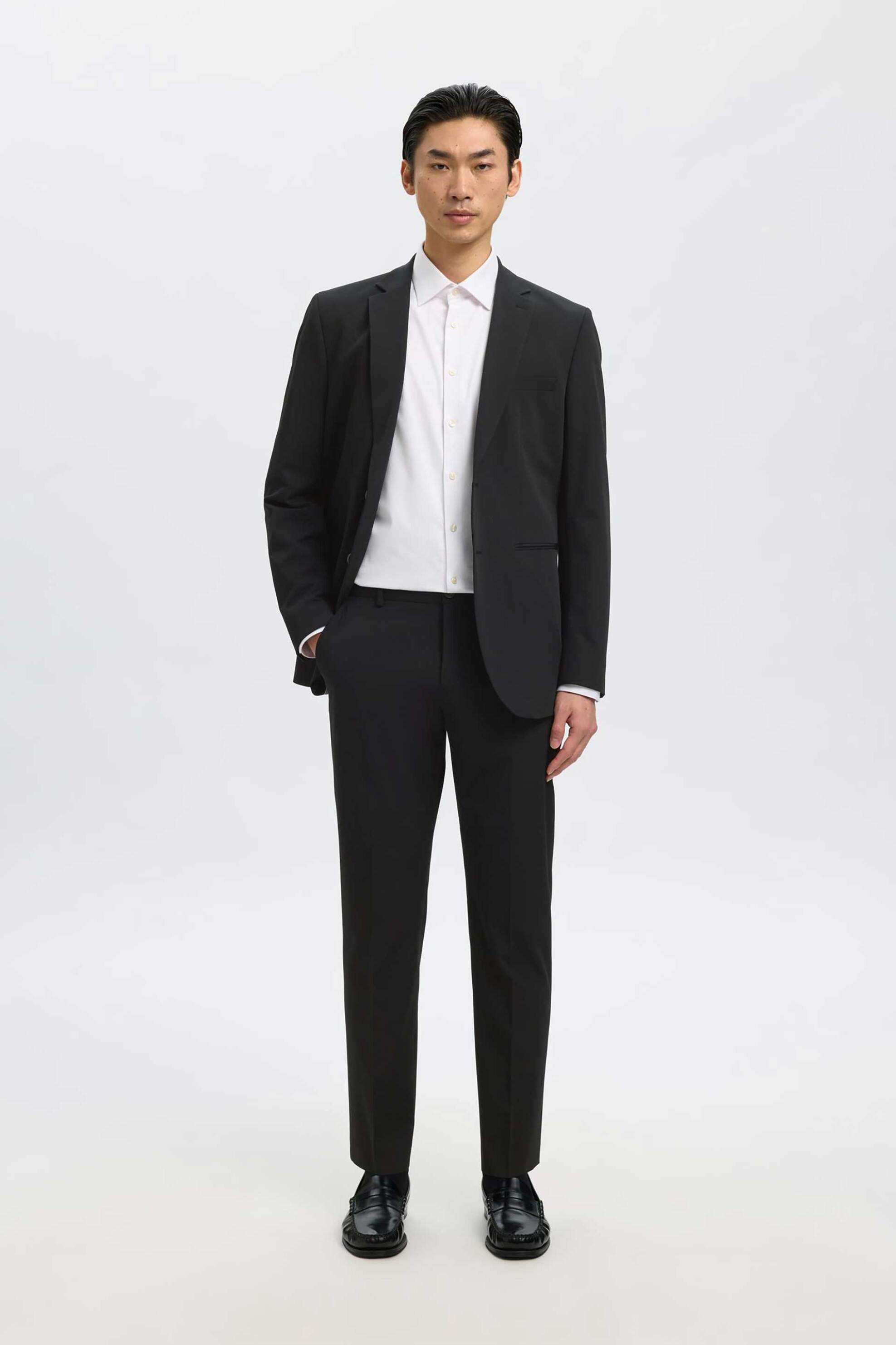 SELECTED Selected ανδρικό παντελόνι μονόχρωμο Slim Fit - 16087825 Μαύρο