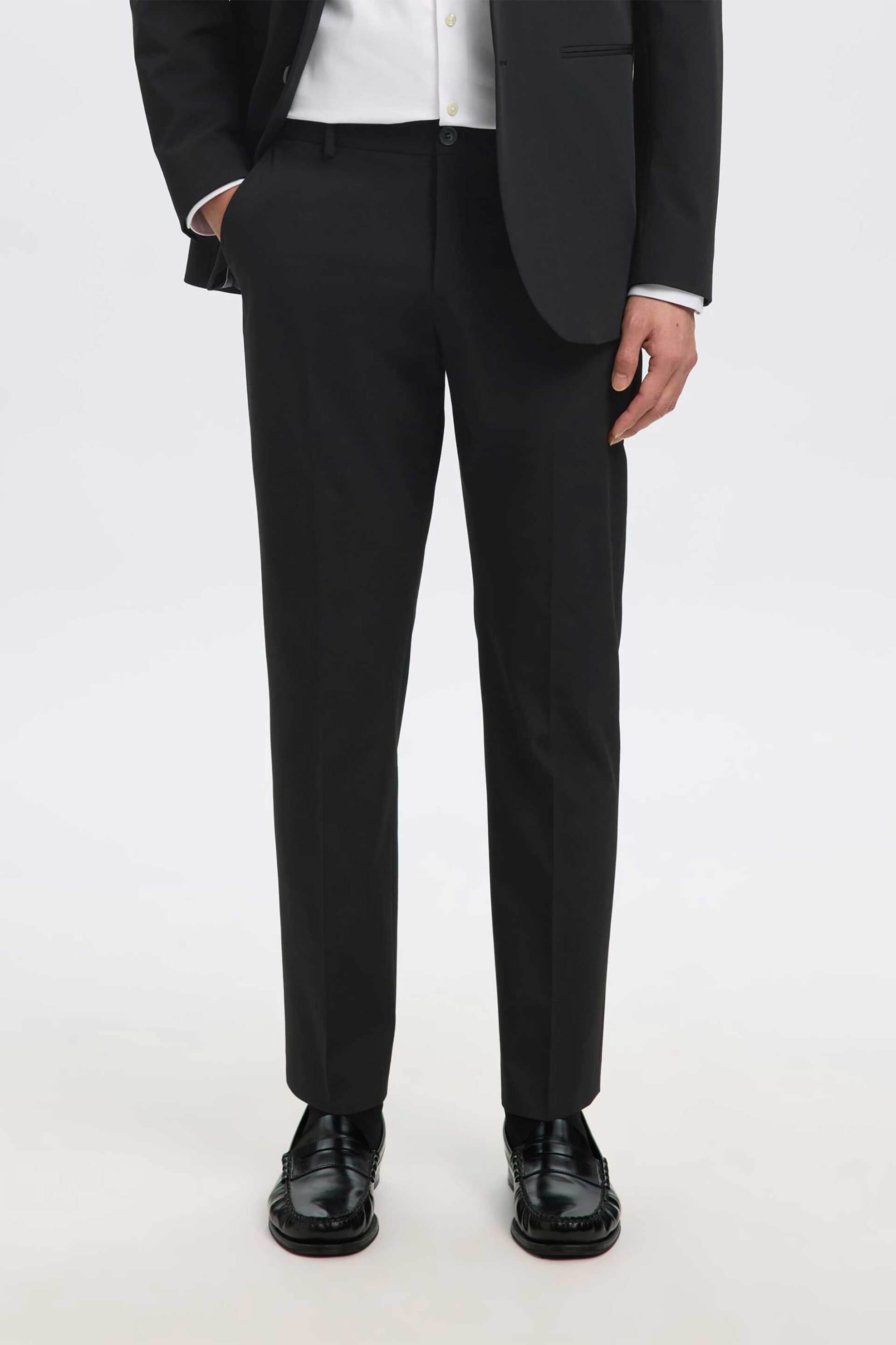 Selected ανδρικό παντελόνι μονόχρωμο Slim Fit - 16087825 Μαύρο φωτογραφία