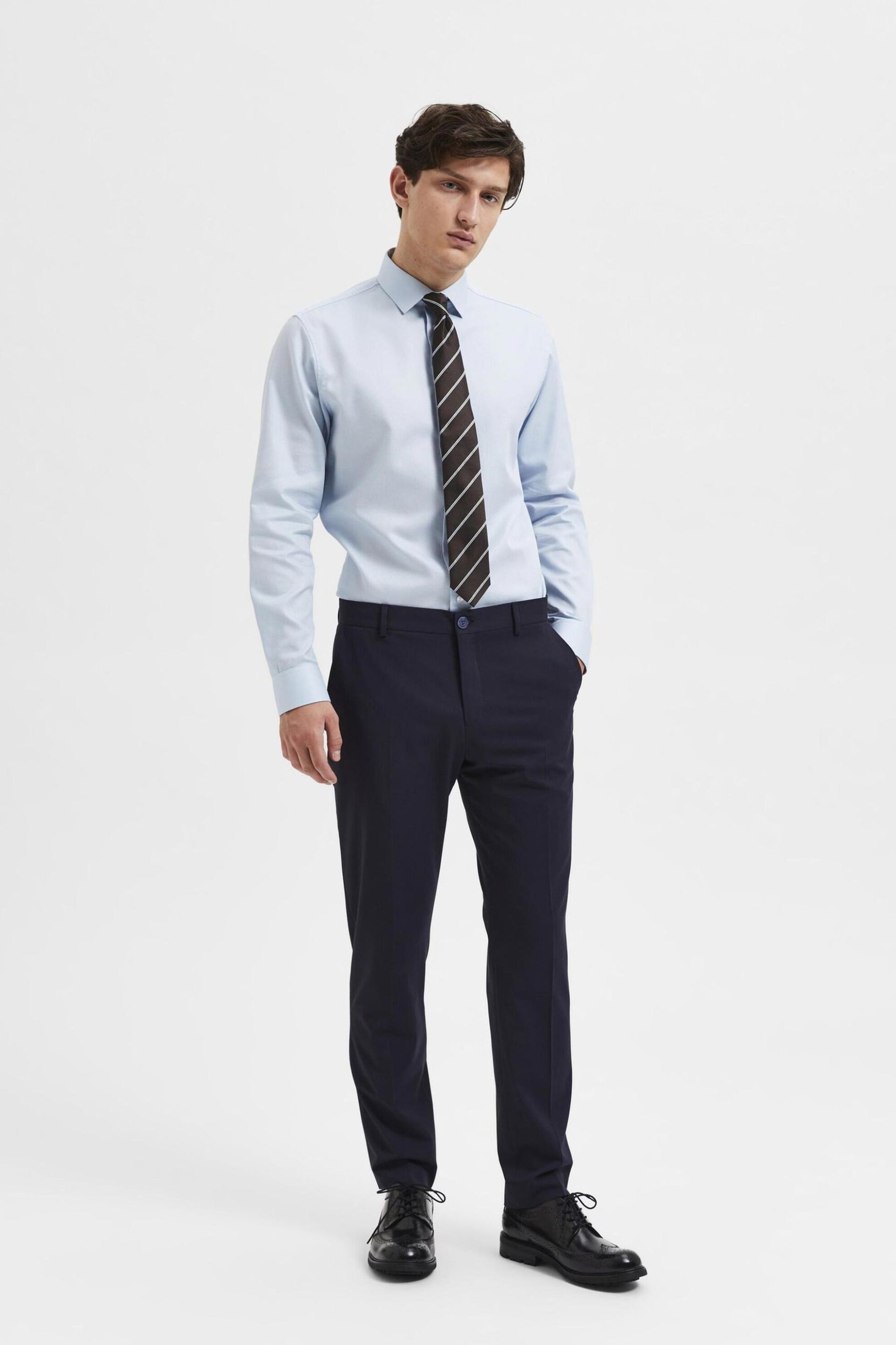 SELECTED Selected ανδρικό παντελόνι μονόχρωμο Slim Fit - 16087825 Μπλε Σκούρο