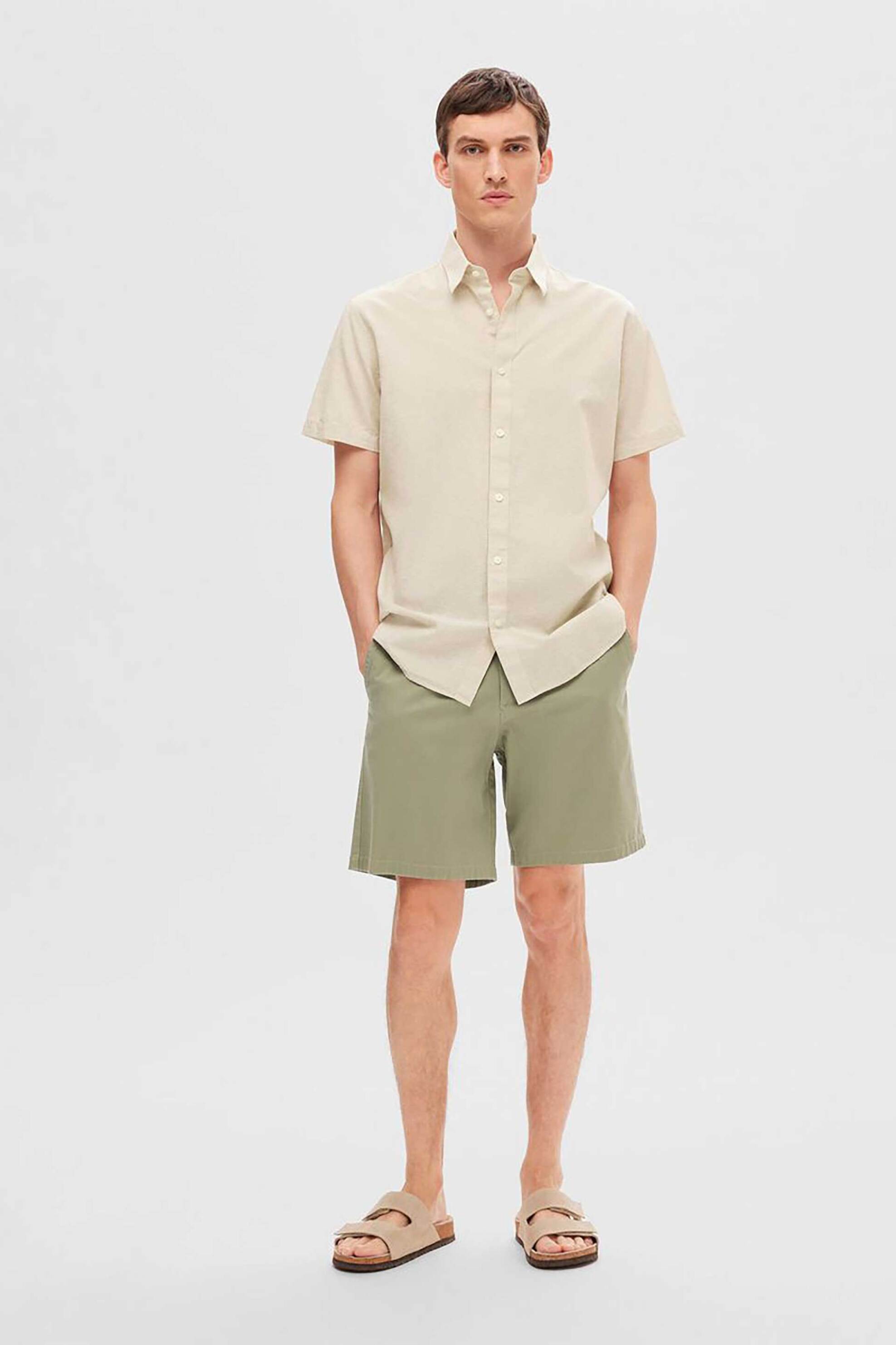 Selected ανδρική chino βερμούδα Regular Fit - 16092256 Λαδί