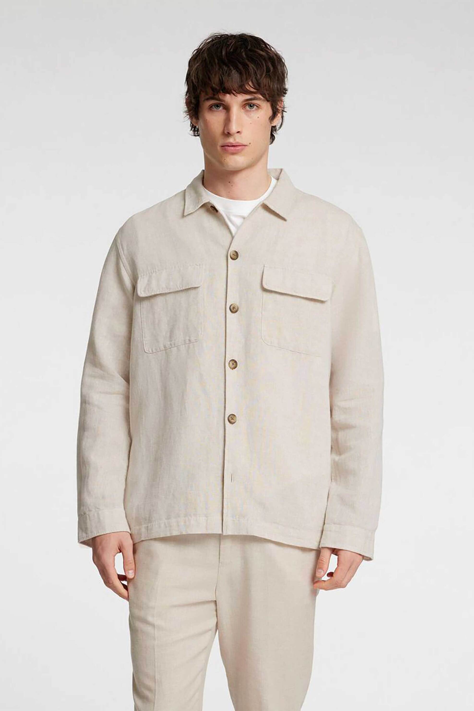 SELECTED Selected ανδρικό overshirt μονόχρωμο Relaxed Fit - 16096369 Μπεζ