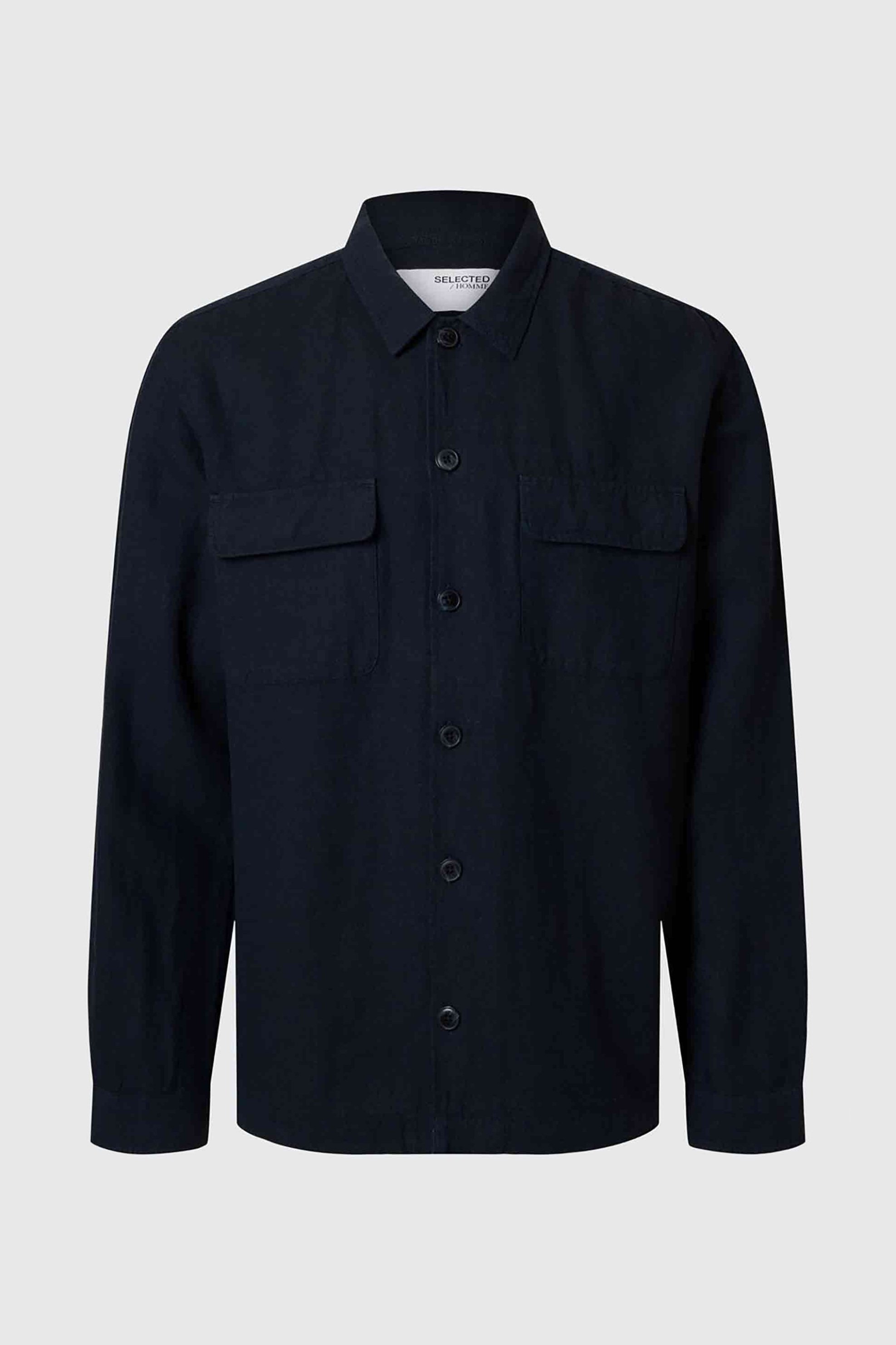 SELECTED Selected ανδρικό overshirt μονόχρωμο Relaxed Fit - 16096369 Μπλε Σκούρο