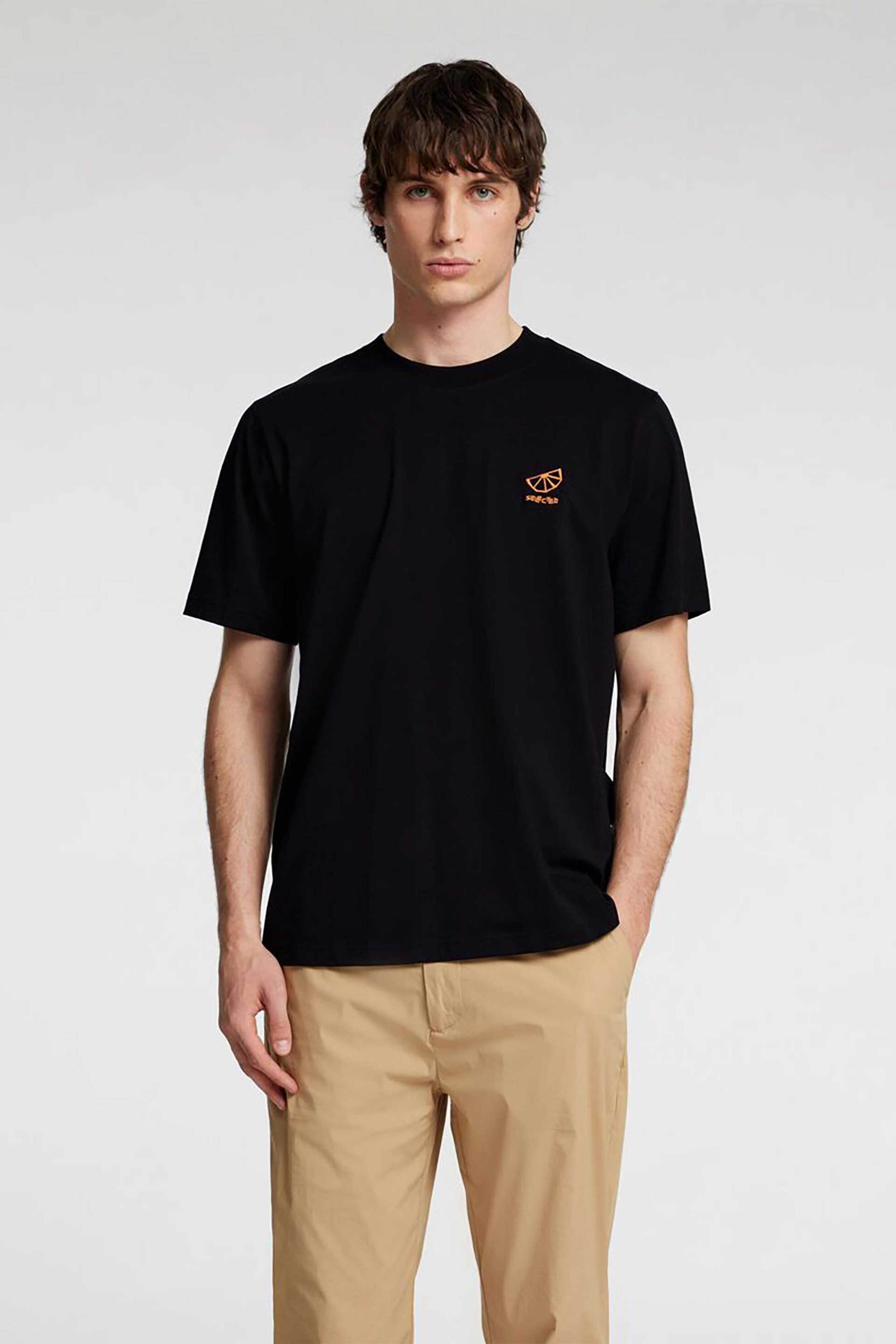 Selected ανδρικό T-shirt μονόχρωμο με logo print Regular Fit - 16096779 Μαύρο