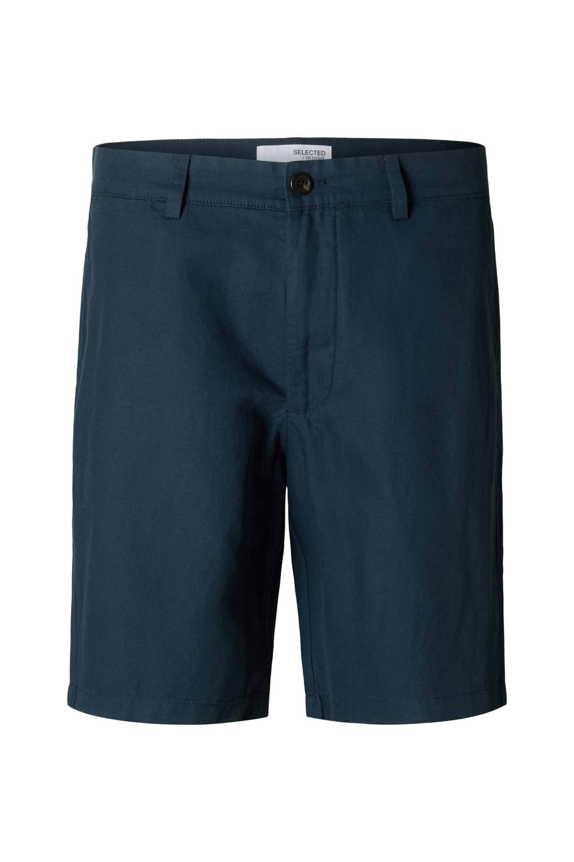 Selected ανδρική βερμούδα chino με λινό Regular Fit - 16096753 Μπλε Σκούρο