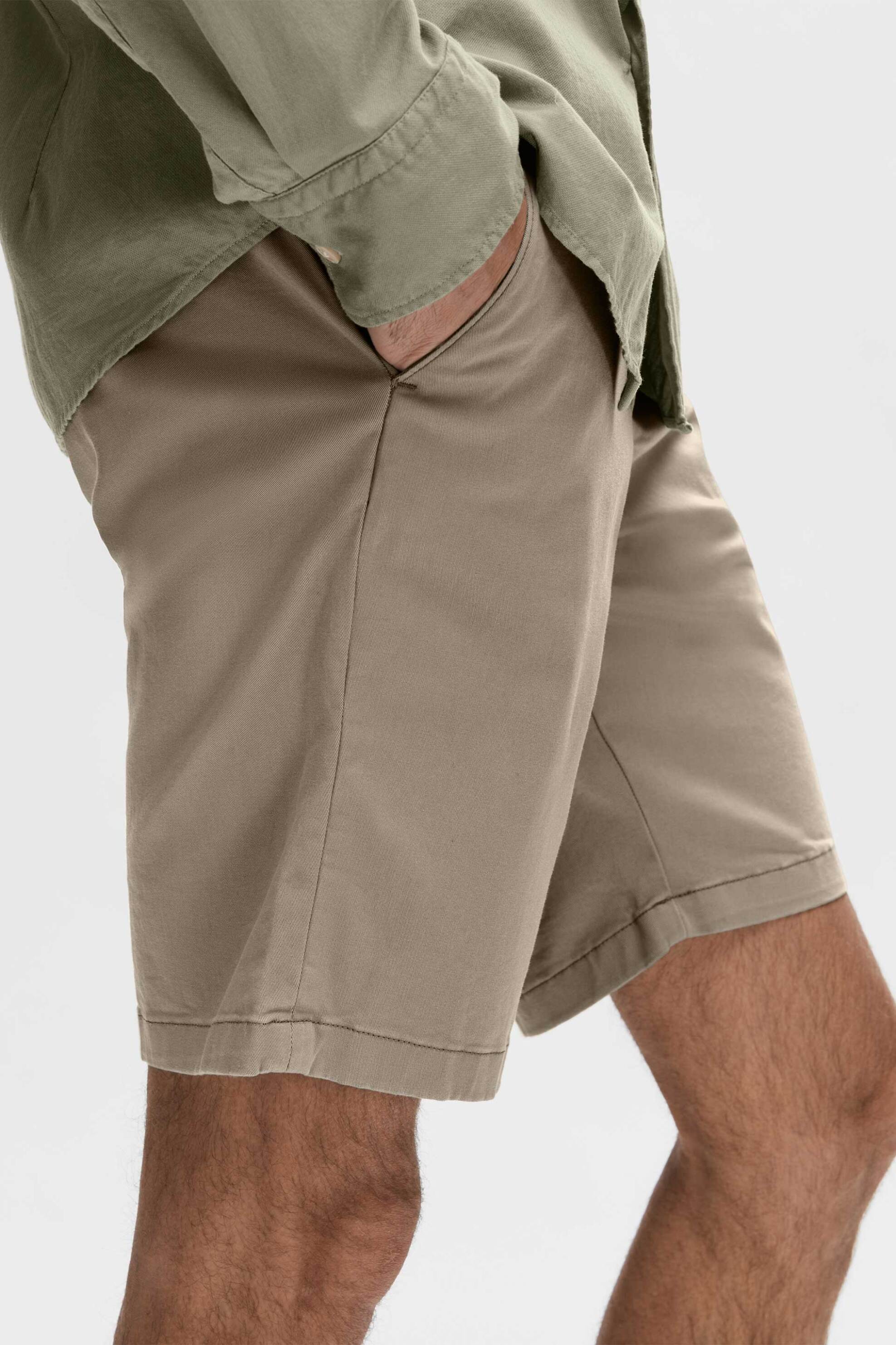Selected Ανδρική Βερμούδα Μονόχρωμη Slim Fit - 16092329 Μπεζ