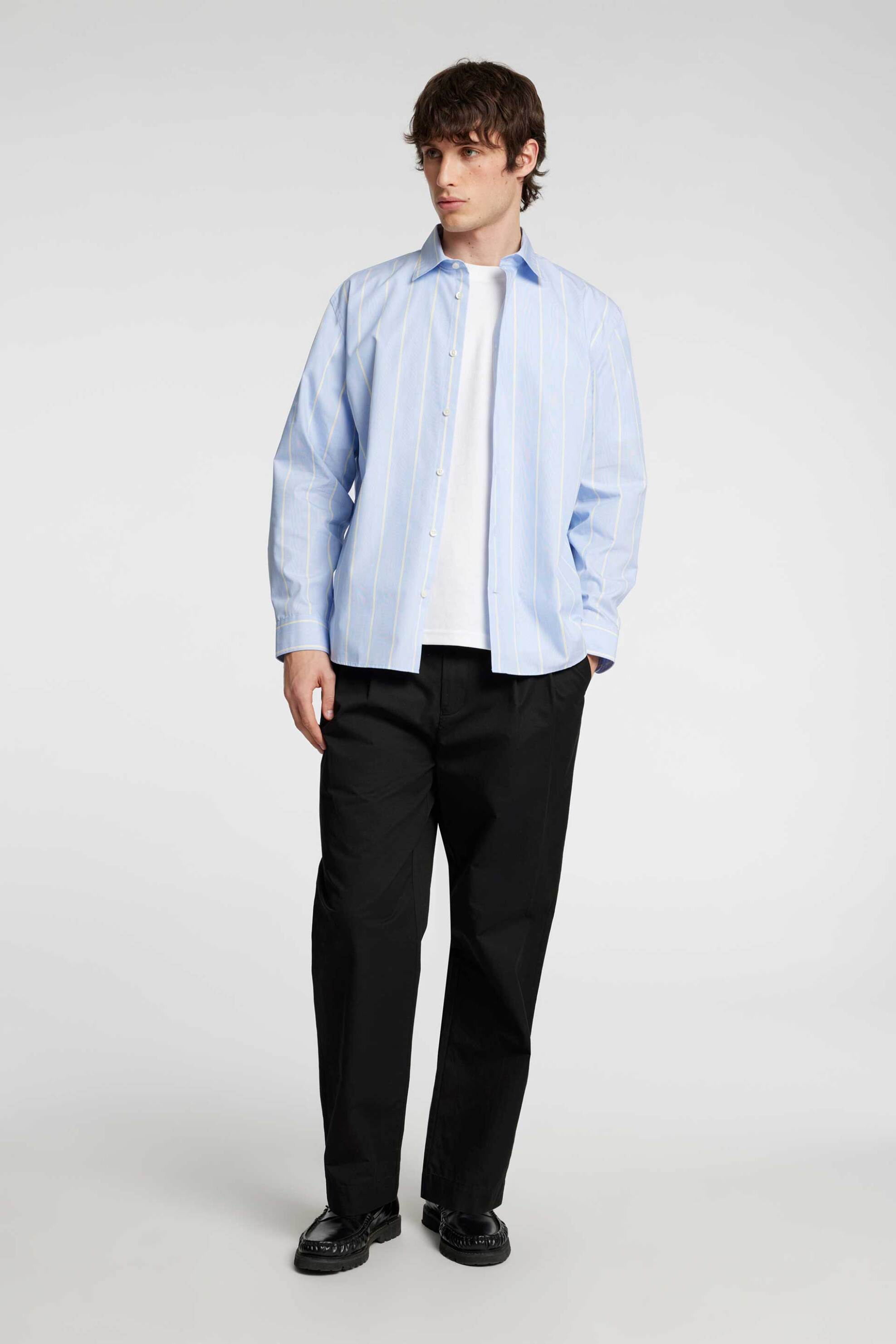 Selected ανδρικό παντελόνι μονόχρωμο με λινό Loose Fit - 16097542 Μαύρο