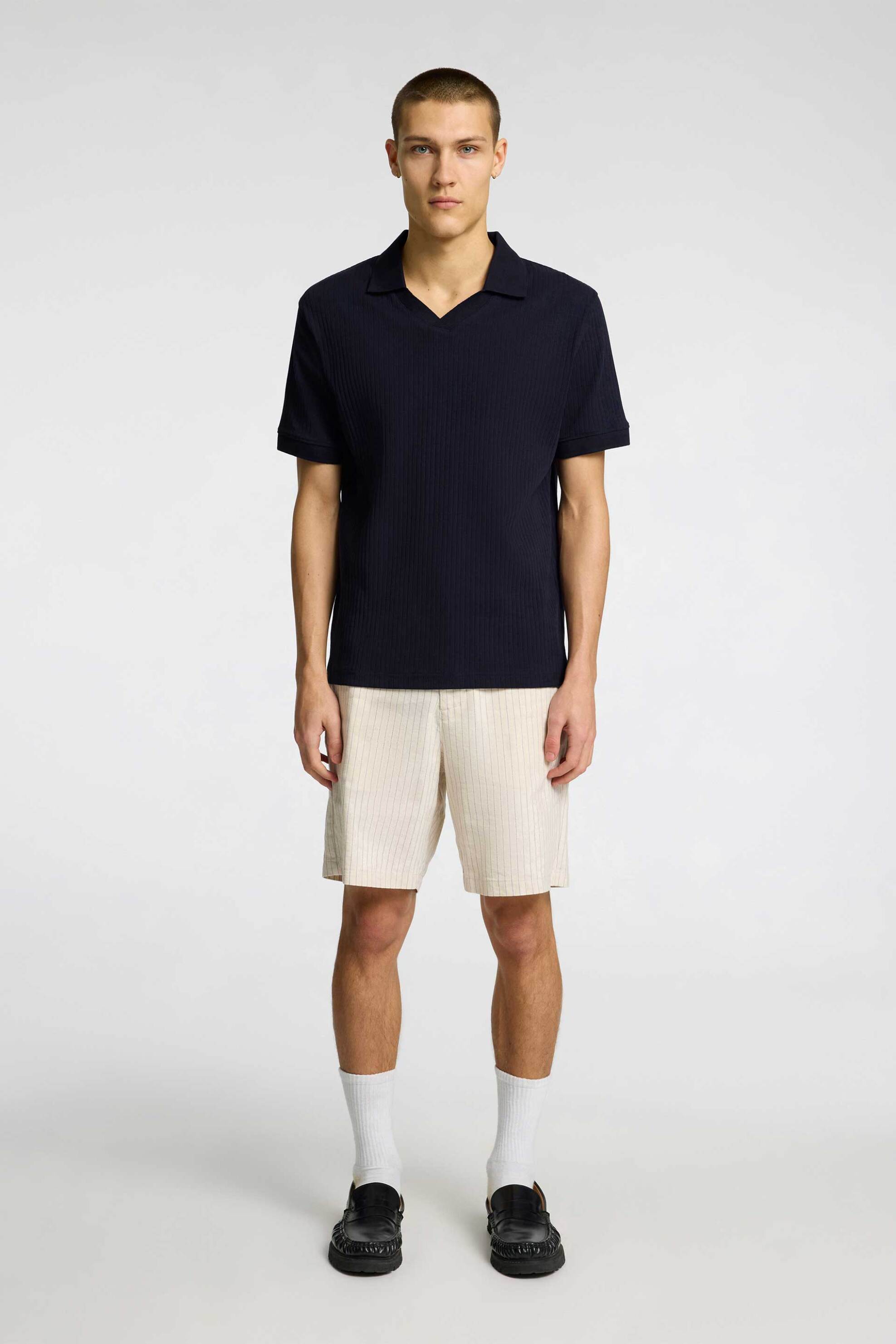 Selected Ανδρική Μπλούζα Πόλο Ribbed Regular Fit - 16097661 Μπλε Σκούρο