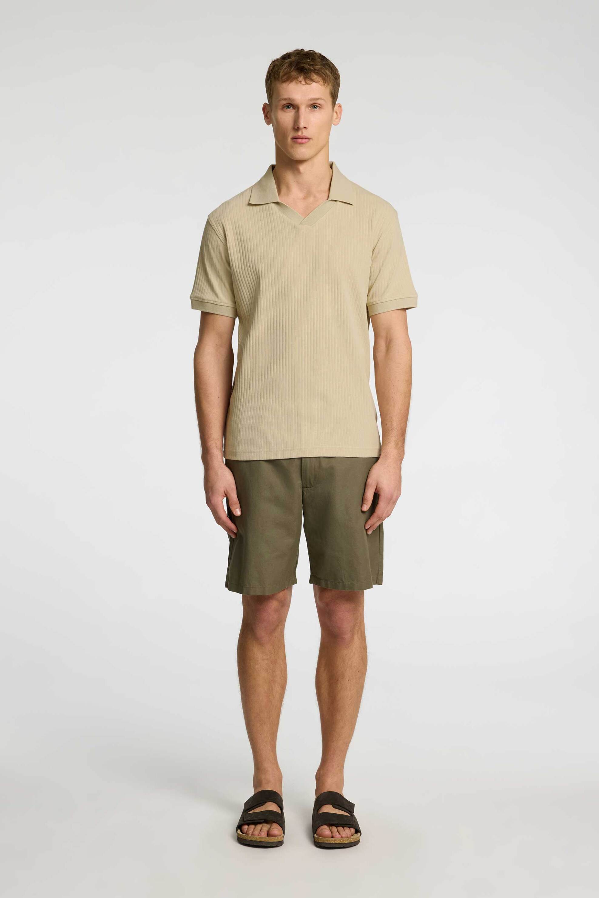 Selected Ανδρική Μπλούζα Πόλο Ribbed Regular Fit - 16097661 Εκρού