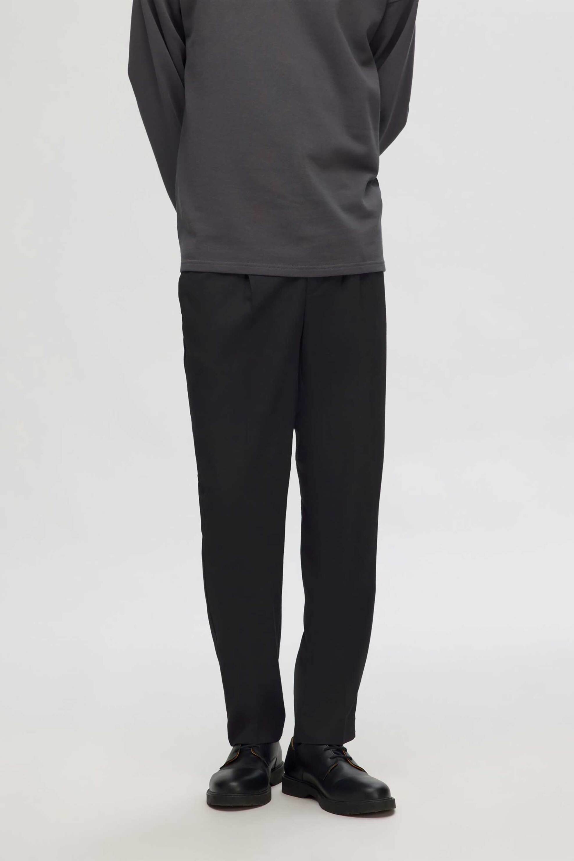 Selected ανδρικό παντελόνι μονόχρωμο Ragular Tapered Fit - 16094358 Μαύρο φωτογραφία