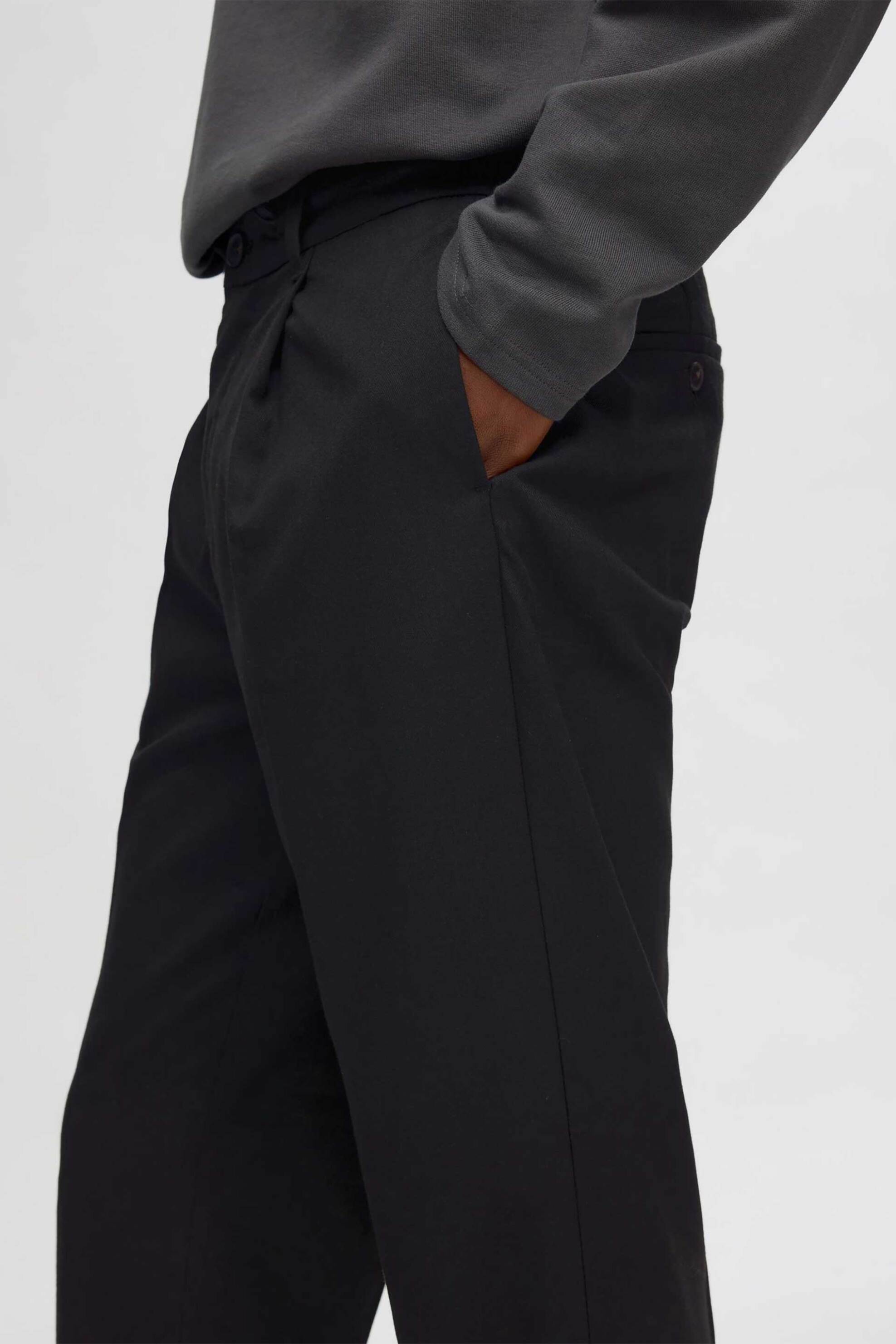 Selected ανδρικό παντελόνι μονόχρωμο Ragular Tapered Fit - 16094358 Μαύρο φωτογραφία