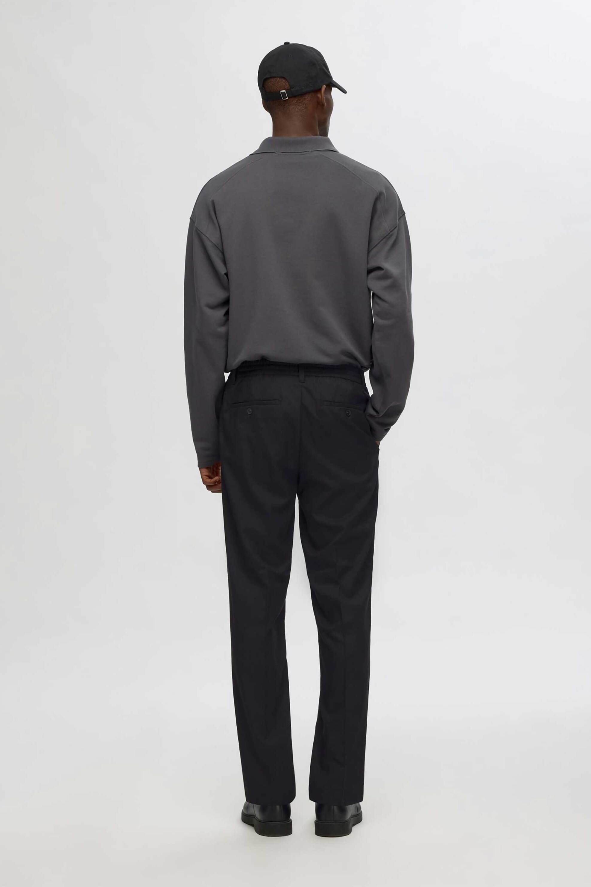 Selected ανδρικό παντελόνι μονόχρωμο Ragular Tapered Fit - 16094358 Μαύρο φωτογραφία