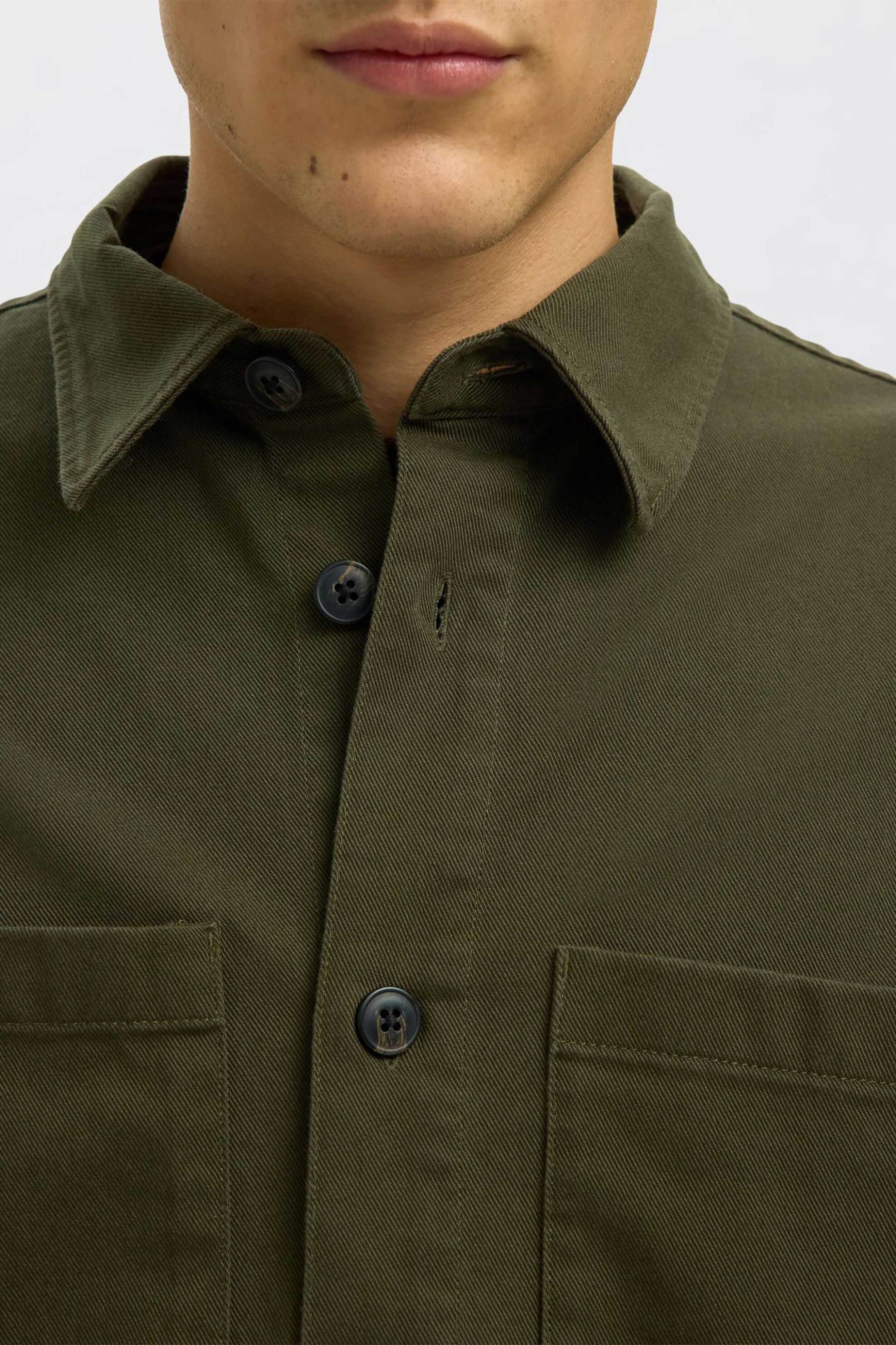Selected ανδρικό overshirt με τσέπες Regular Fit - 16098211 Χακί φωτογραφία