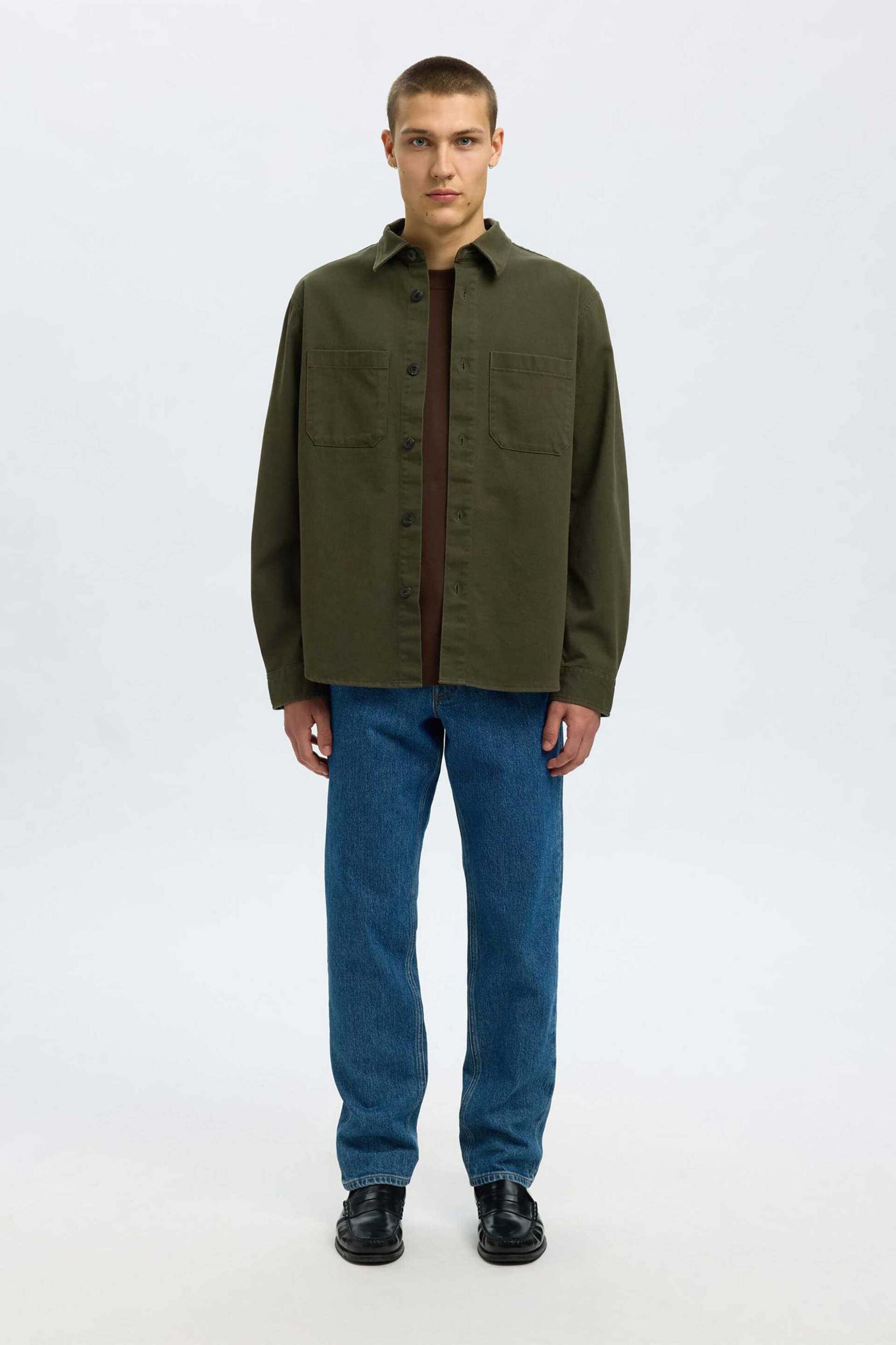 Selected ανδρικό overshirt με τσέπες Regular Fit - 16098211 Χακί φωτογραφία