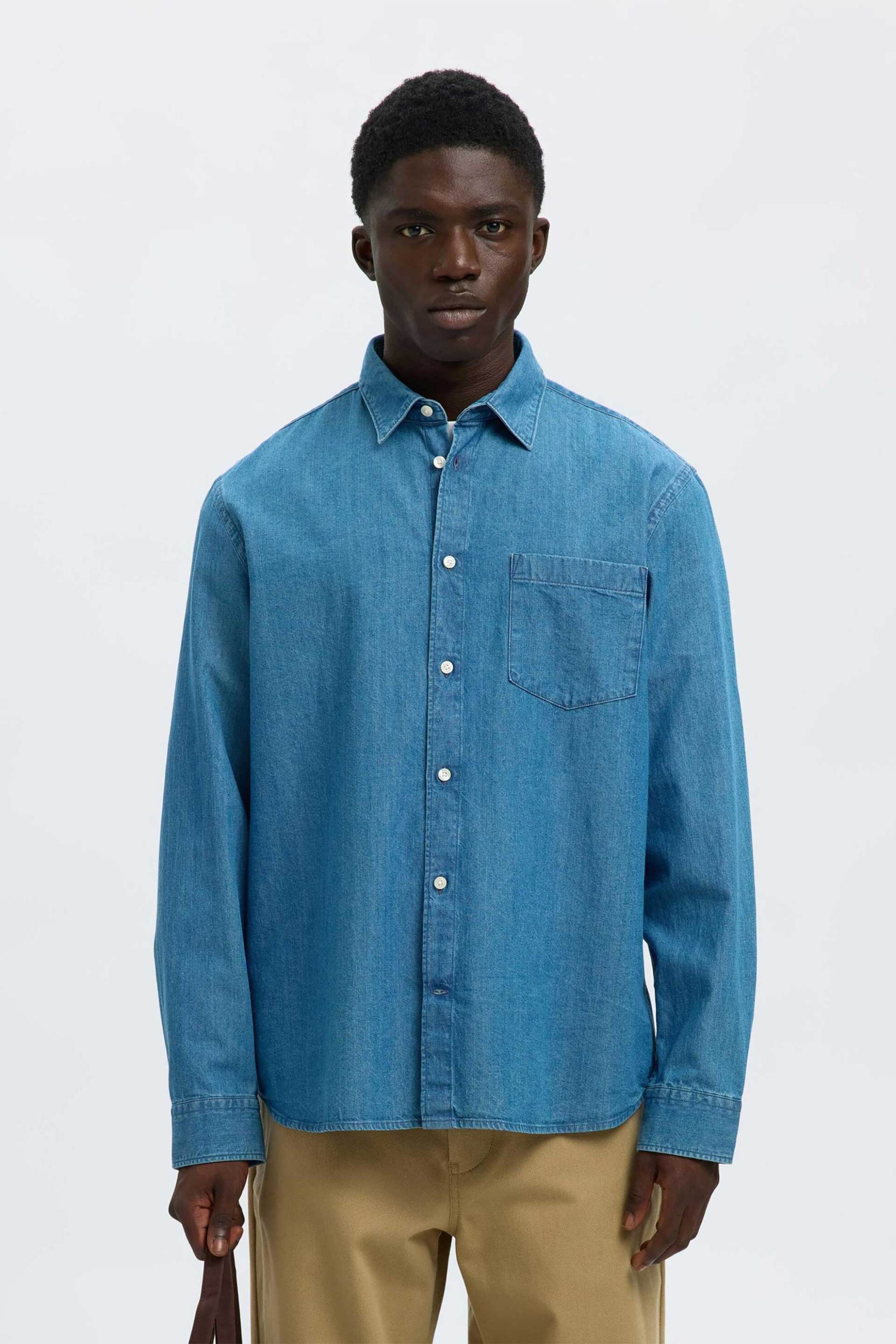 Selected ανδρικό denim πουκάμισο Regular Fit - 16097482 Denim Blue