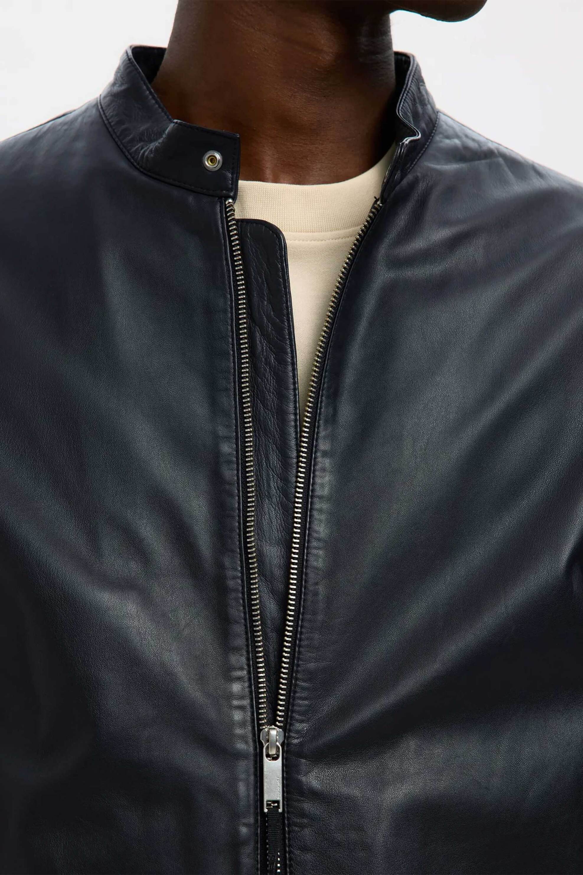 Selected ανδρικό δερμάτινο jacket Regular Fit - 16085745 Μαύρο φωτογραφία