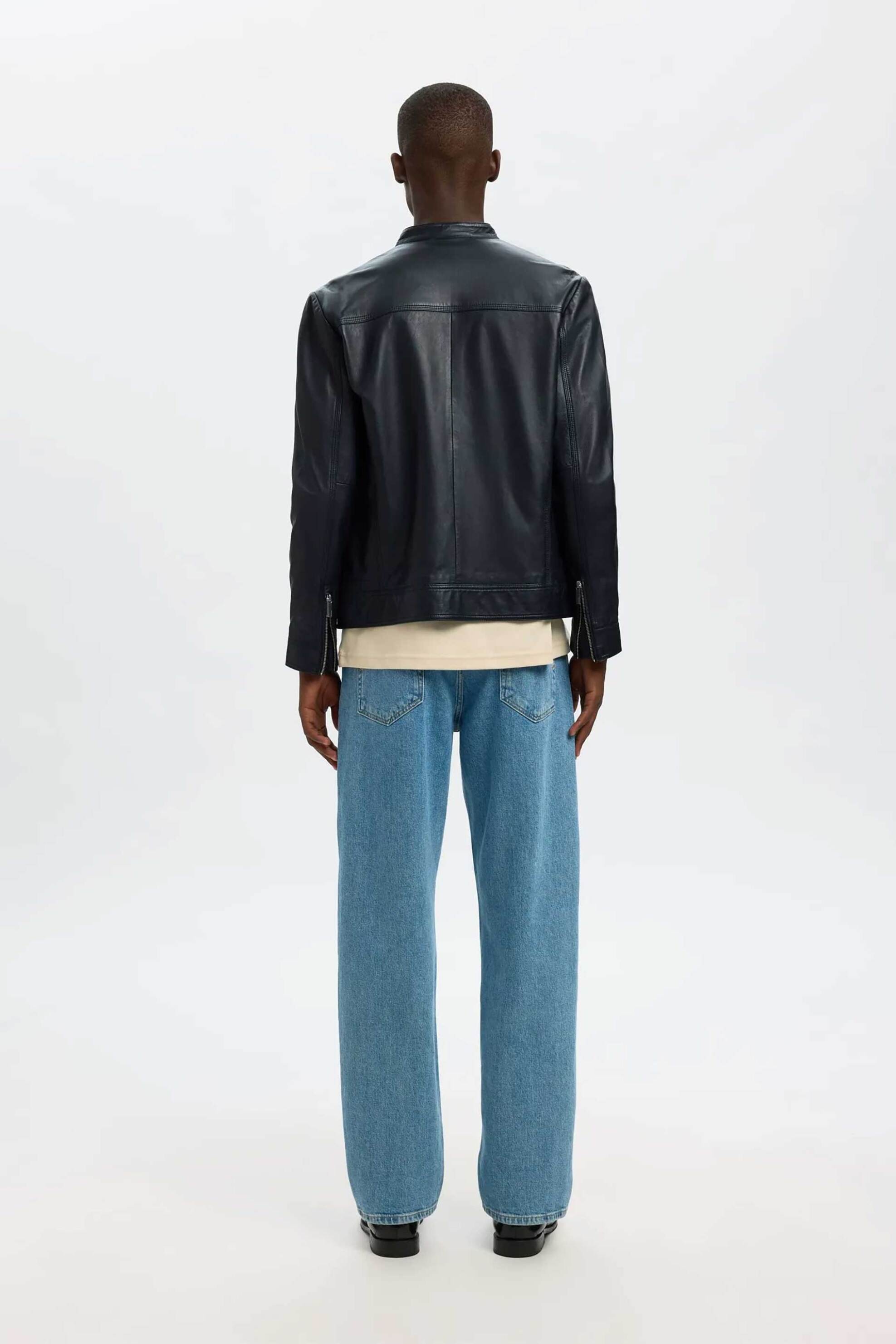 Selected ανδρικό δερμάτινο jacket Regular Fit - 16085745 Μαύρο φωτογραφία