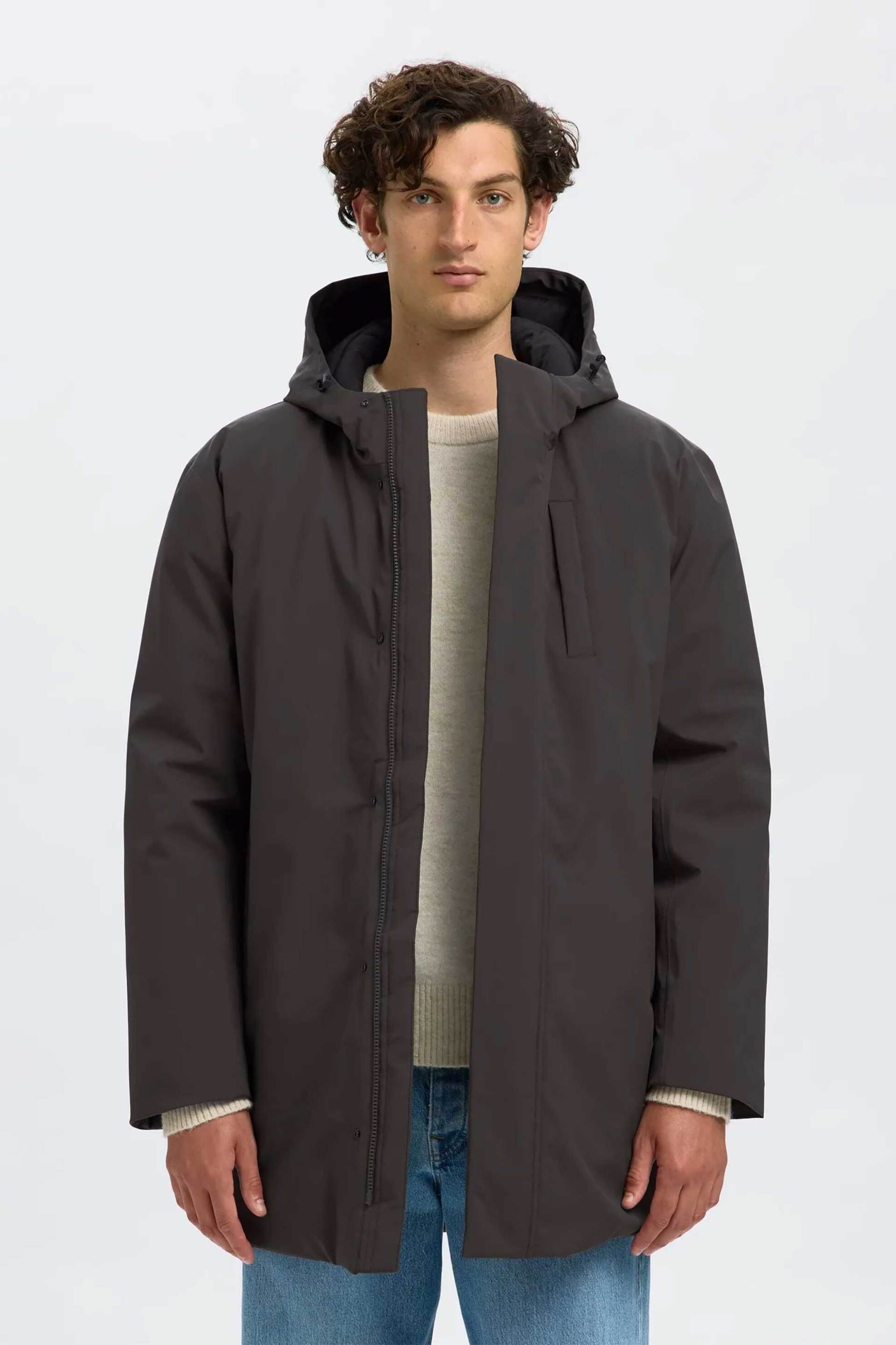 SELECTED Selected ανδρικό μπουφάν παρκά με κουκούλα Regular Fit - 16097820 Taupe