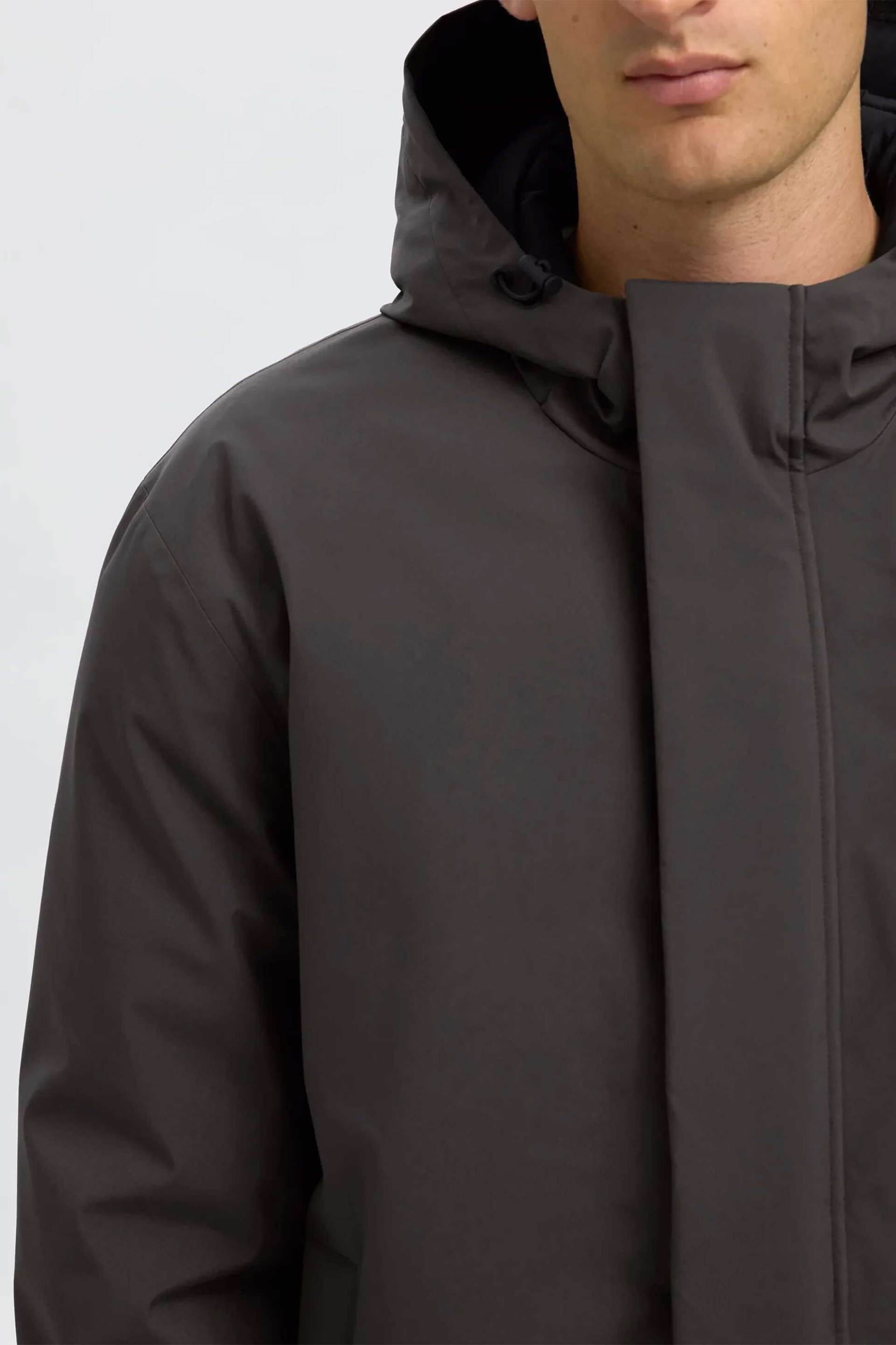 Selected ανδρικό μπουφάν παρκά με κουκούλα Regular Fit - 16097820 Taupe φωτογραφία