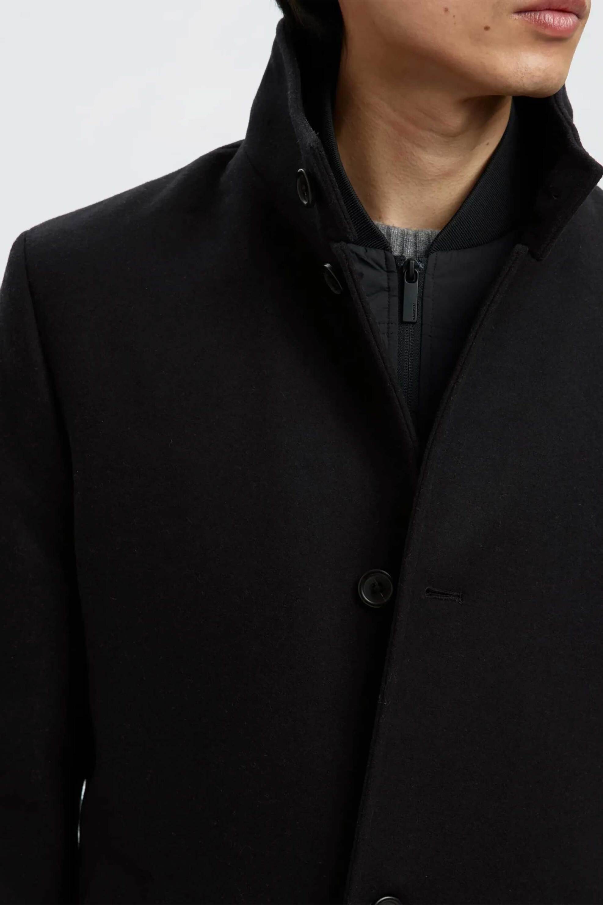 Selected ανδρικό μάλλινο παλτό Regular Fit - 16097628 Μαύρο φωτογραφία