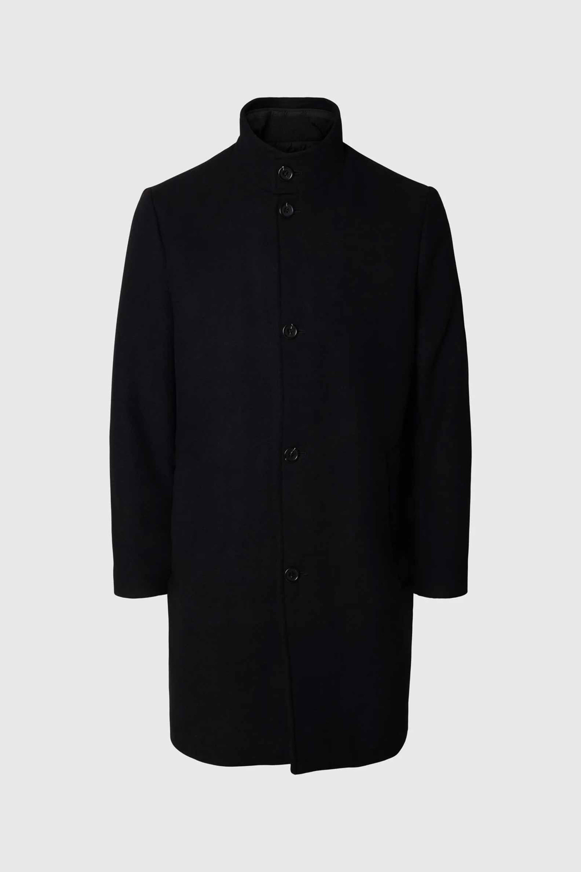 Selected ανδρικό μάλλινο παλτό Regular Fit - 16097628 Μαύρο φωτογραφία