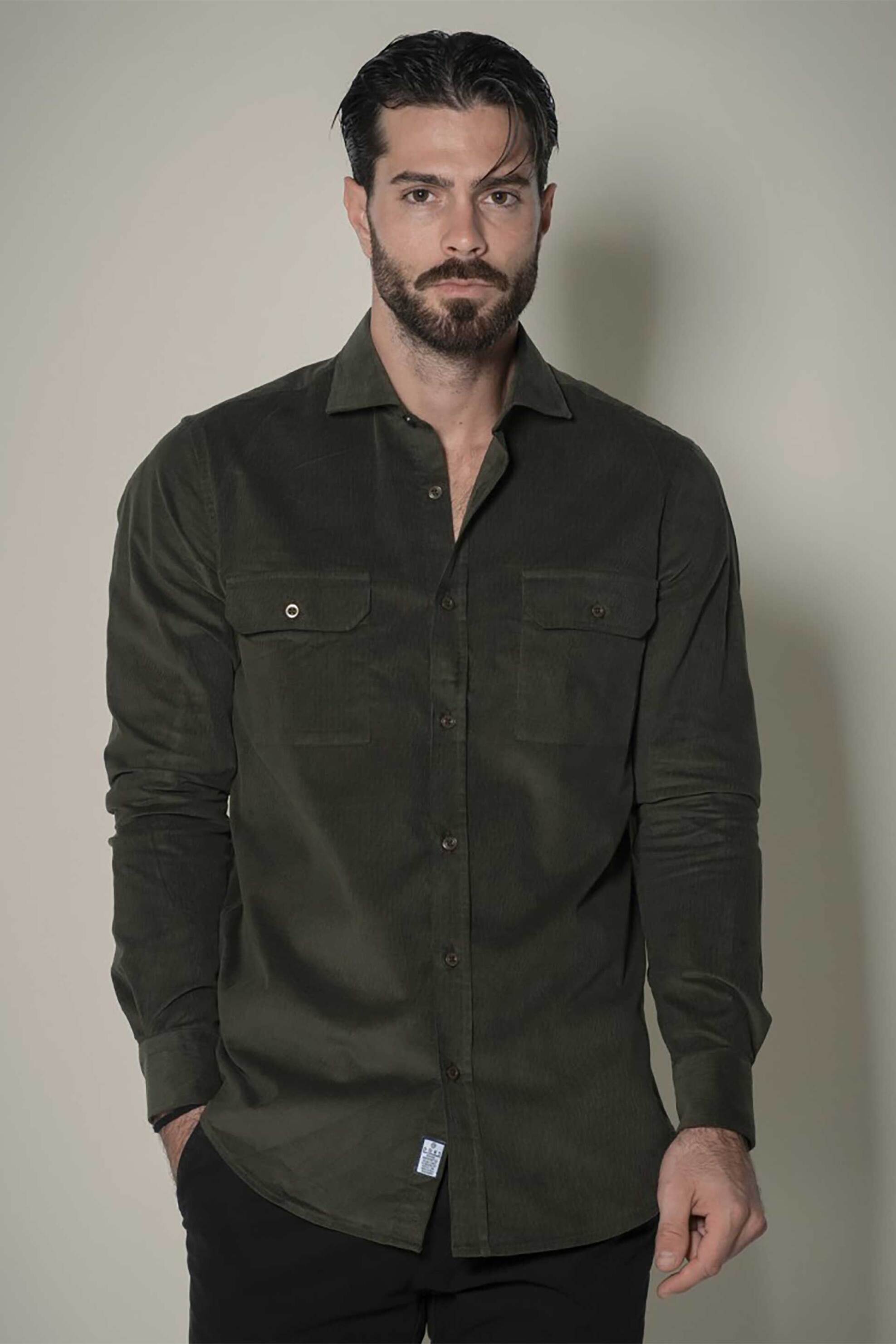 Dors ανδρικό κοτλέ πουκάμισο με τσέπες - 1037011.C03 Λαδί