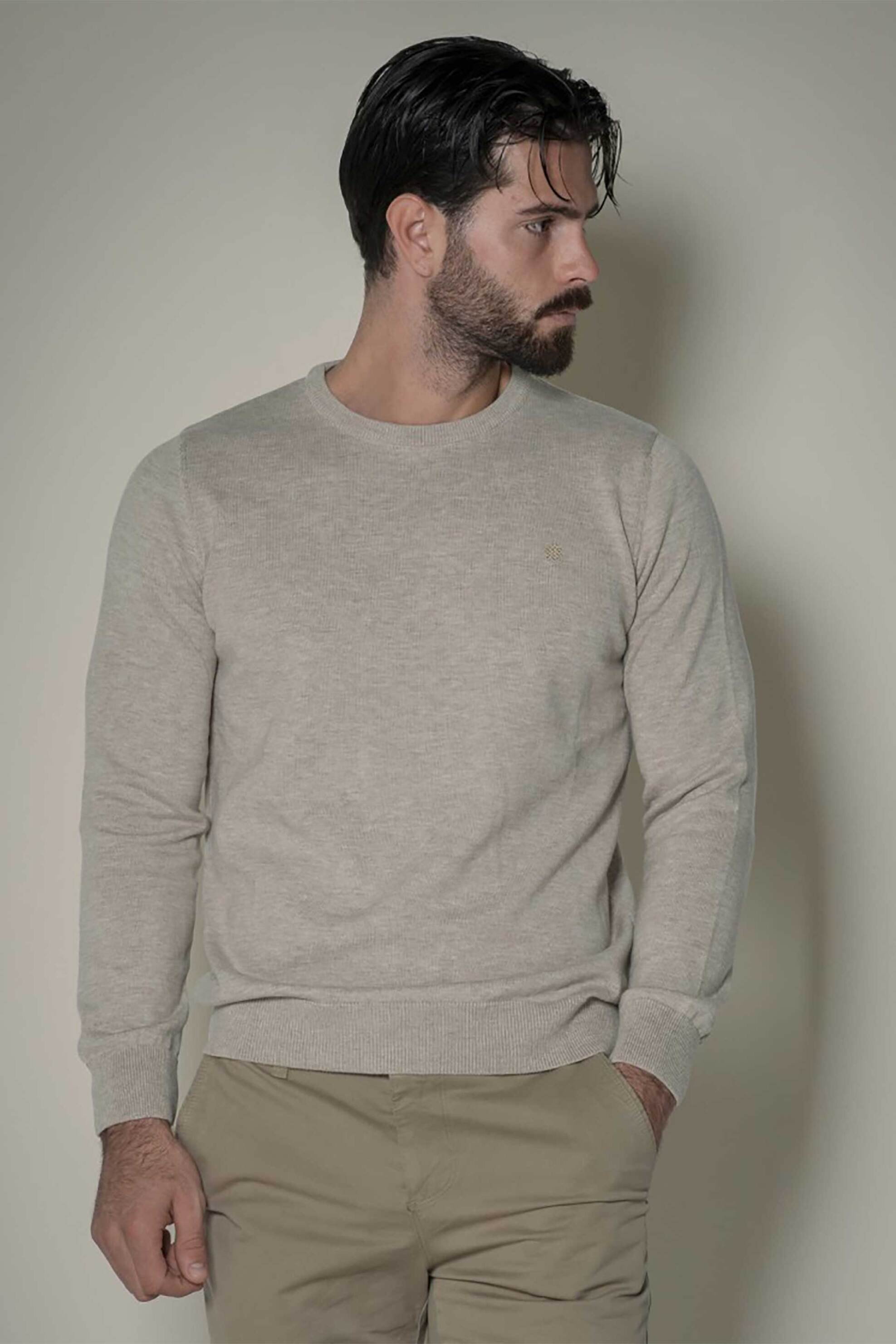 Dors ανδρικό πουλόβερ με κεντημένο λογότυπο - 1237001.C02 Μπεζ