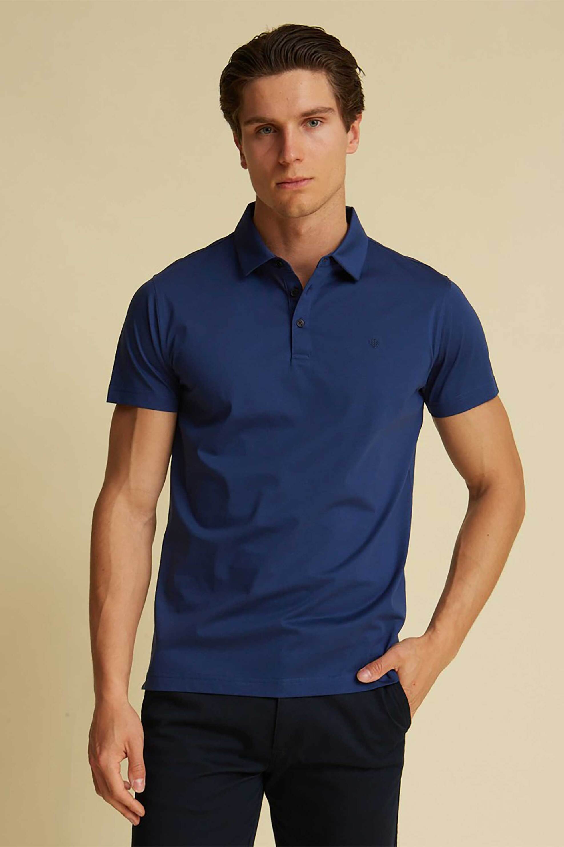 DORS ανδρική μπλούζα πόλο με κεντημένο λογότυπο - 1138005.C03 Μπλε Σκούρο