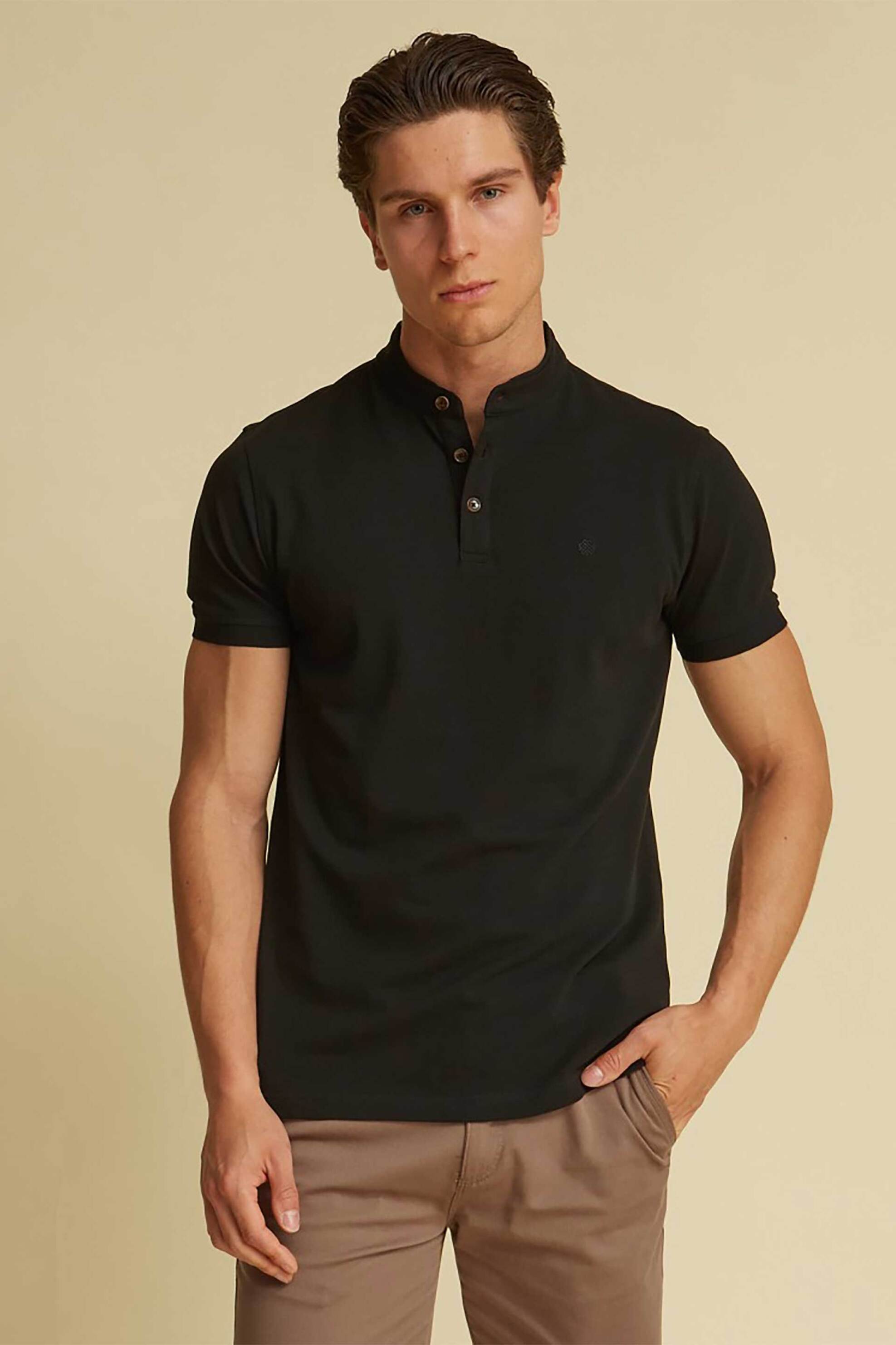 DORS ανδρική πικέ μπλούζα πόλο με κεντημένο λογότυπο - 1138009.C03 Μπλε Σκούρο