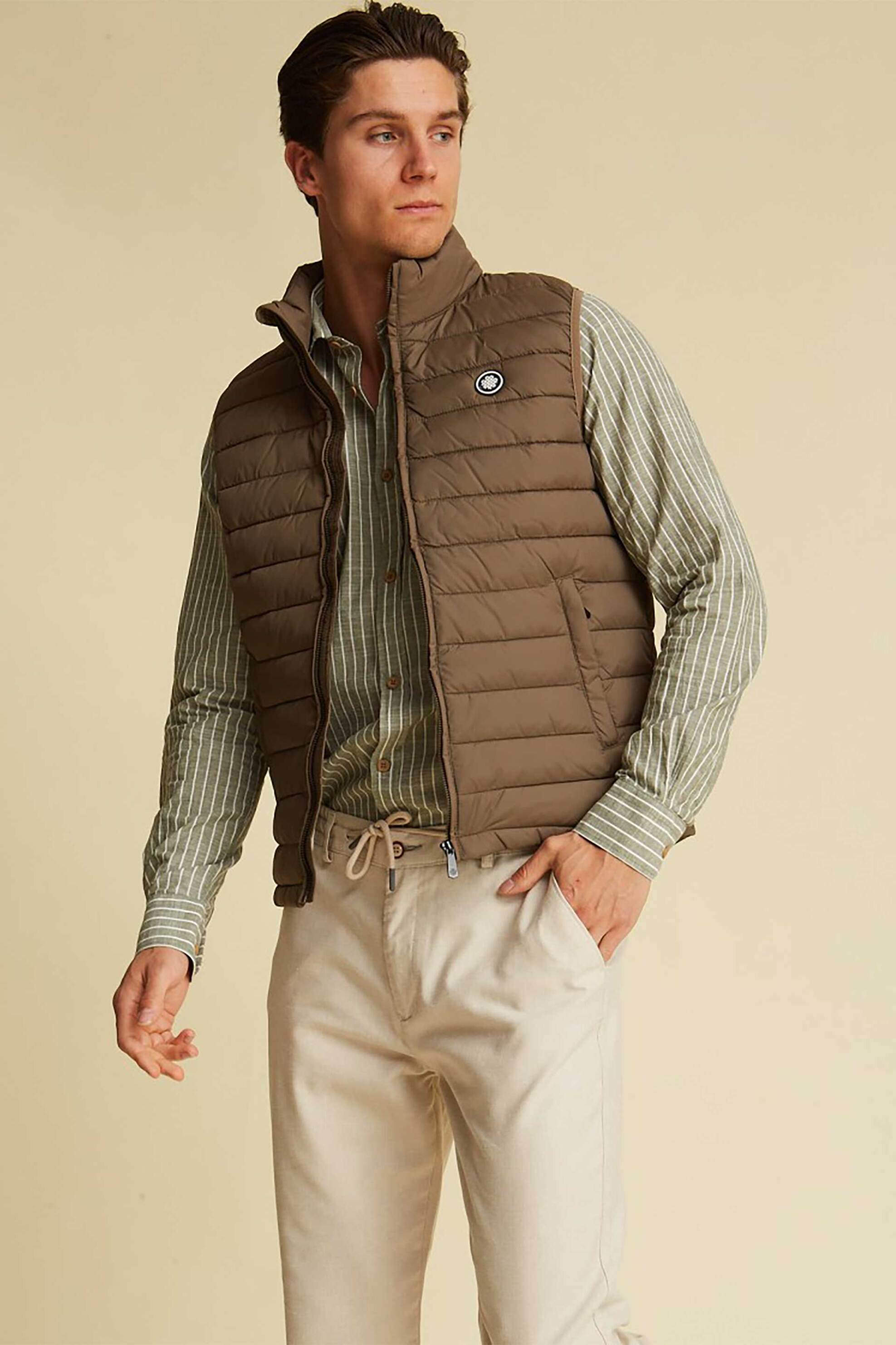 DORS ανδρικό αμάνικο μπουφάν με καπιτονέ σχέδιο - 3038010.C02 Καφέ