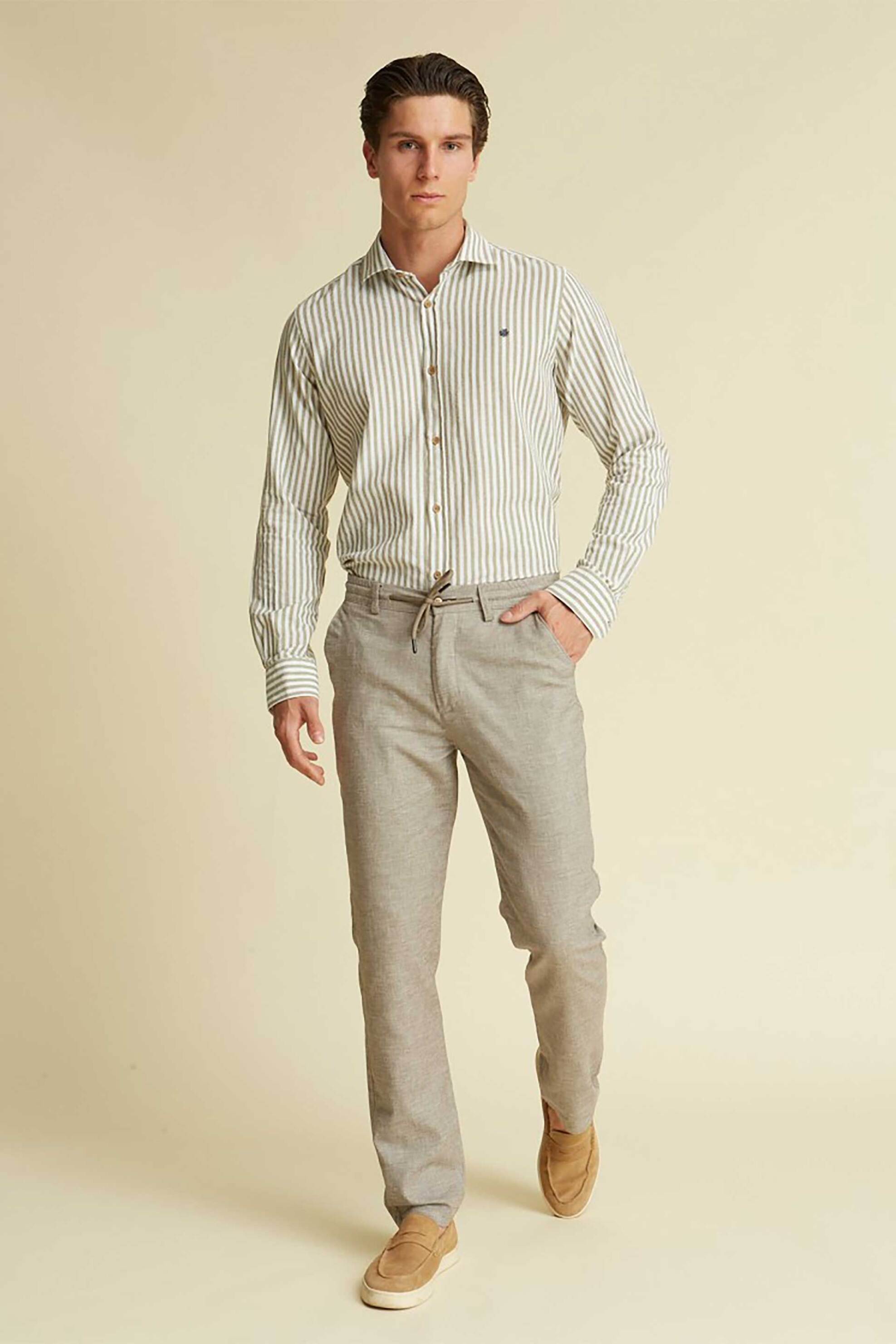 DORS ανδρικό παντελόνι chino μονόχρωμο με ελαστική μέση - 2038003.C03 Γκρι