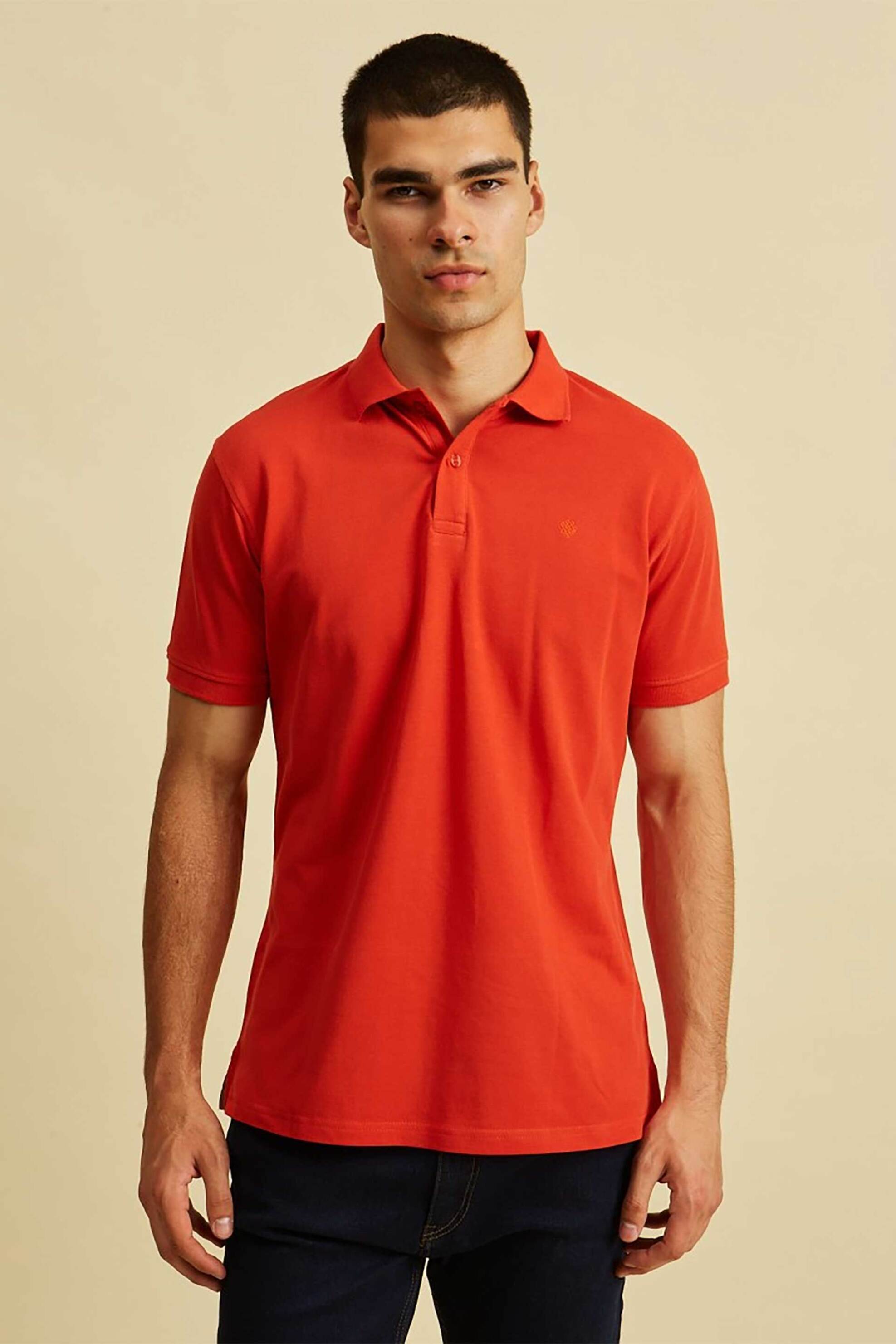 DORS ανδρική πόλο μπλούζα πικέ μονόχρωμη με λογότυπο Regular Fit - 1138001.C05 Κόκκινο