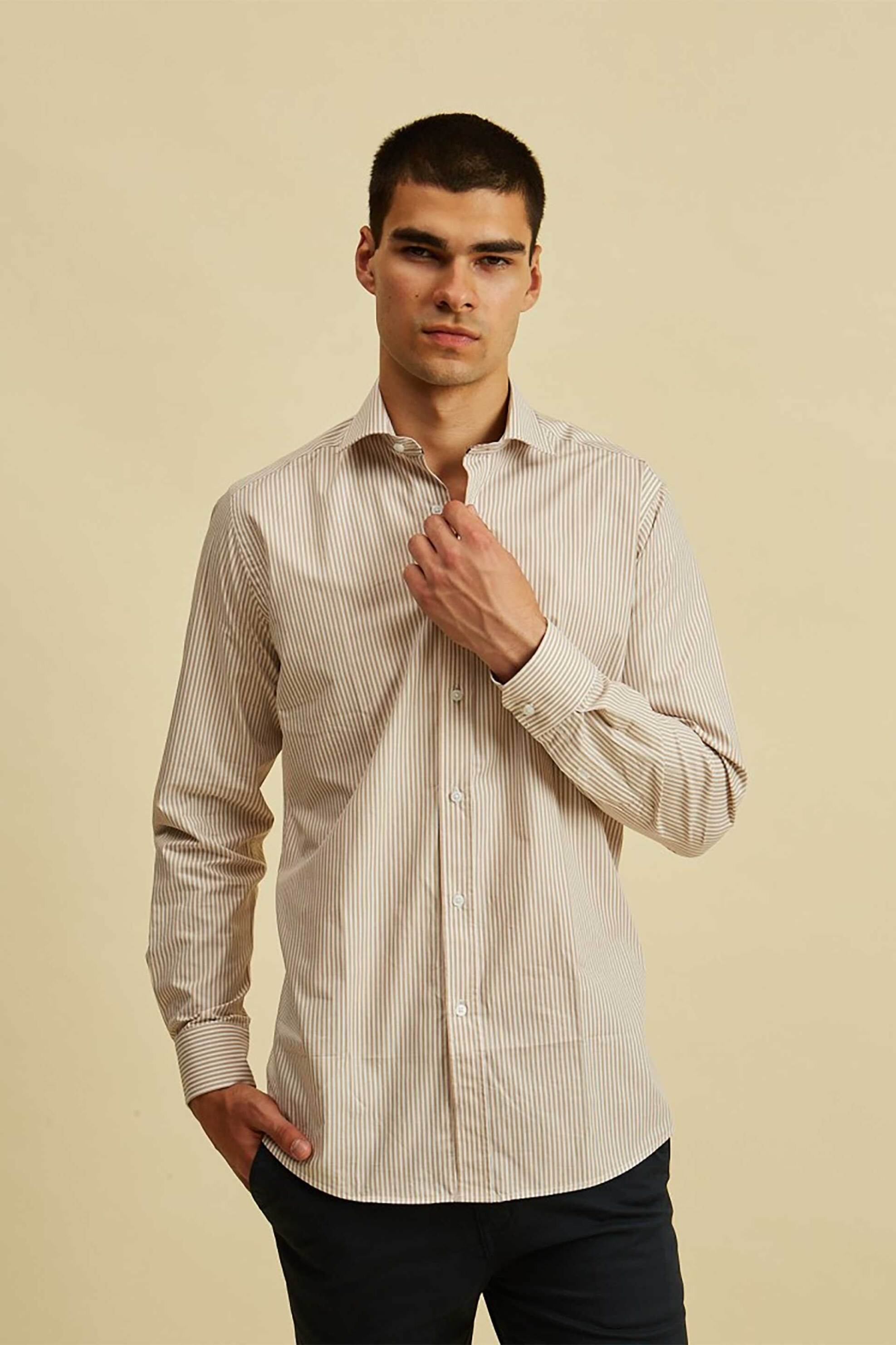 DORS ανδρικό πουκάμισο με ριγέ σχέδιο - 1038006.C01 Μπεζ