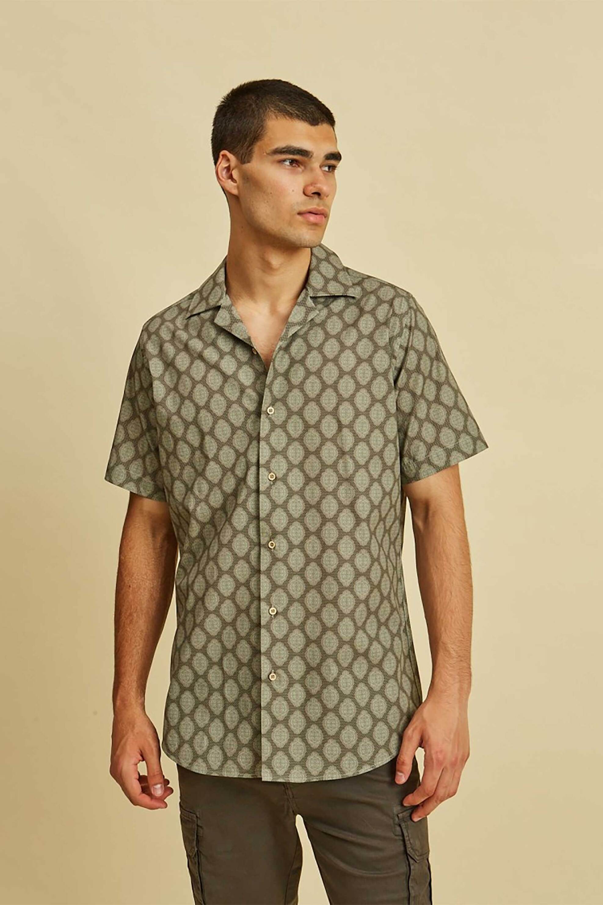Dors Ανδρικό Πουκάμισο με All-Over Print Regular Fit - 1038034 C02 Λαδί
