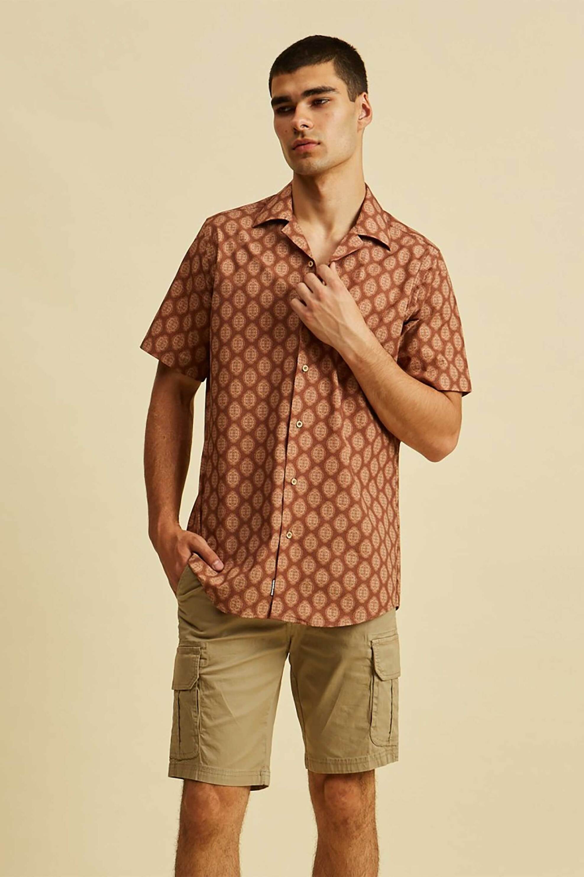 DORS ανδρικό πουκάμισο με all-over print Regular Fit - 1038034.C01 Μπορντό