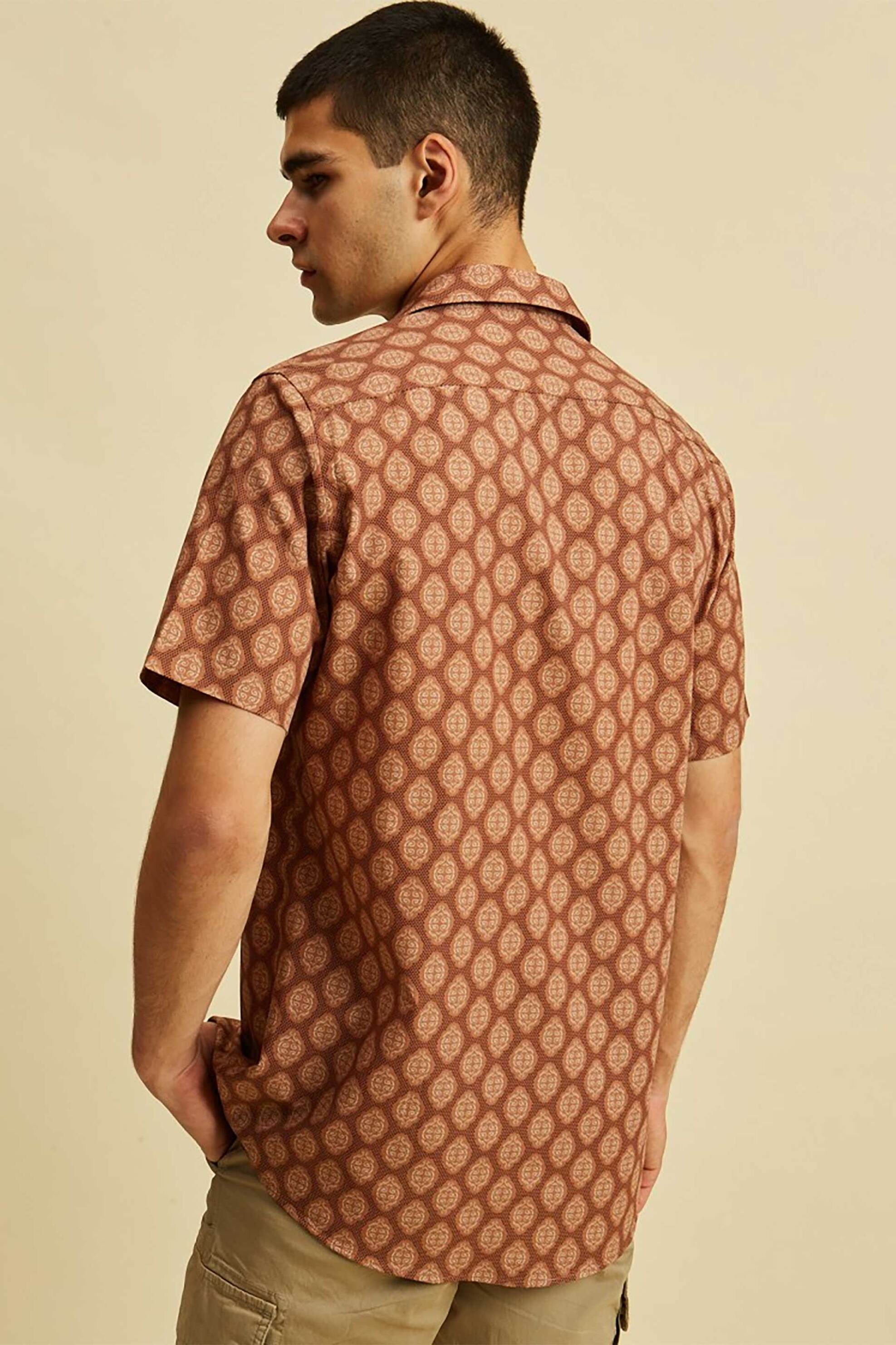 Dors Ανδρικό Πουκάμισο με All-Over Print Regular Fit - 1038034 C01 Μπορντό